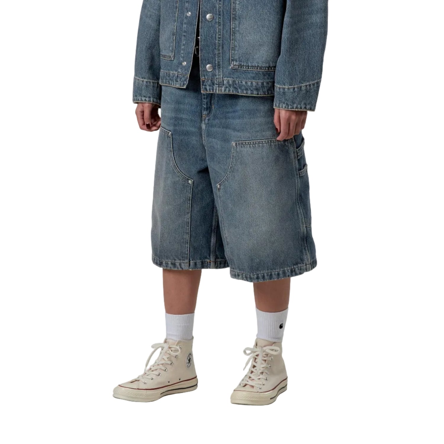 W' NIXON DOUBLE KNEE SHORT BLUE GRIND WASH