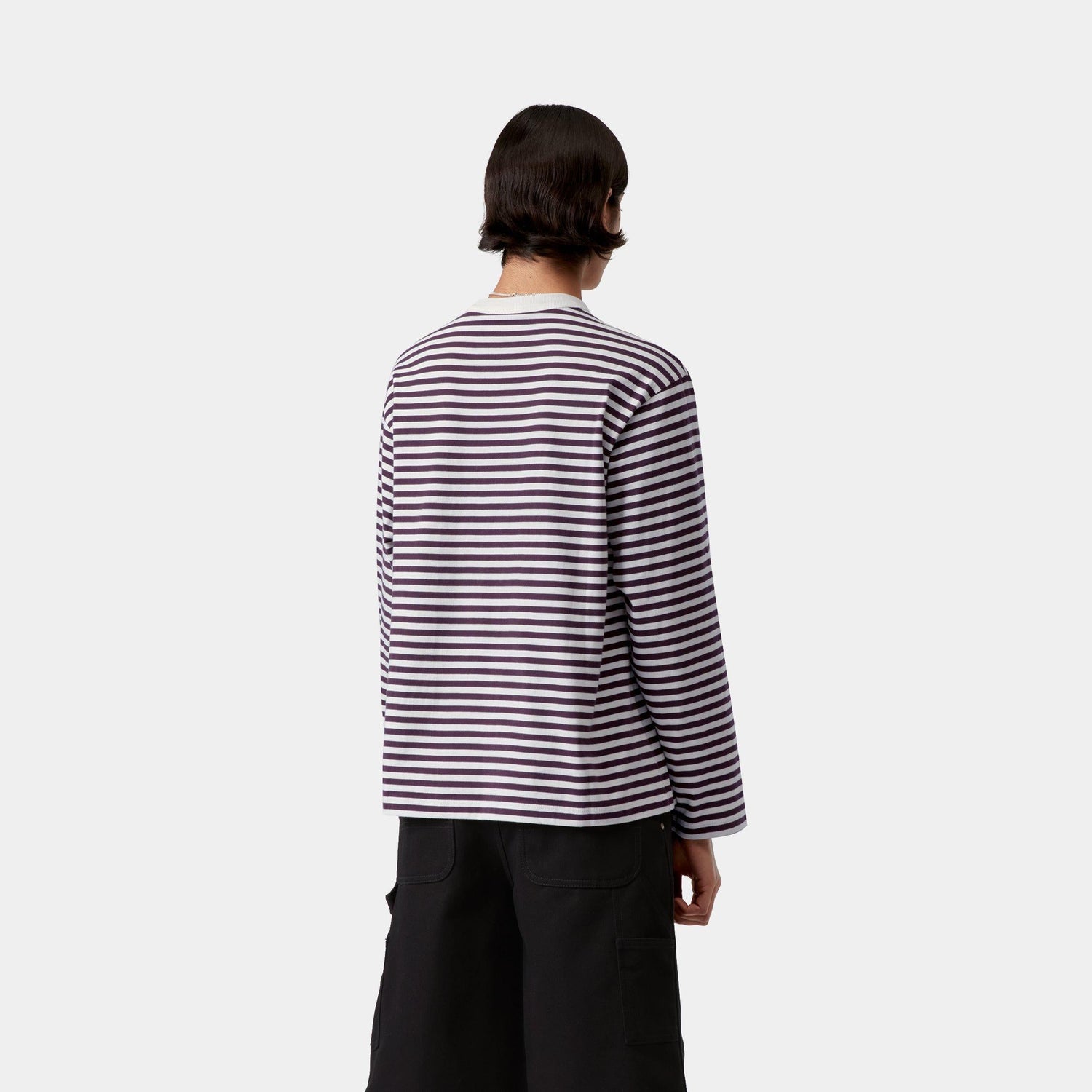 W' L/S EZRA T-SHIRT EZRA STRIPE, COZY PURPLE / WAX