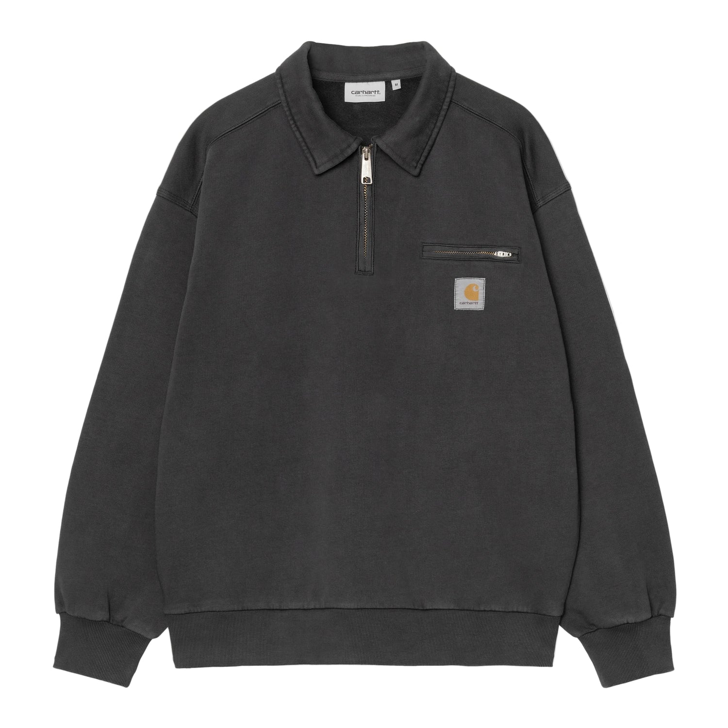 HALF ZIP DETROIT SWEAT BLACK STONE WASHED