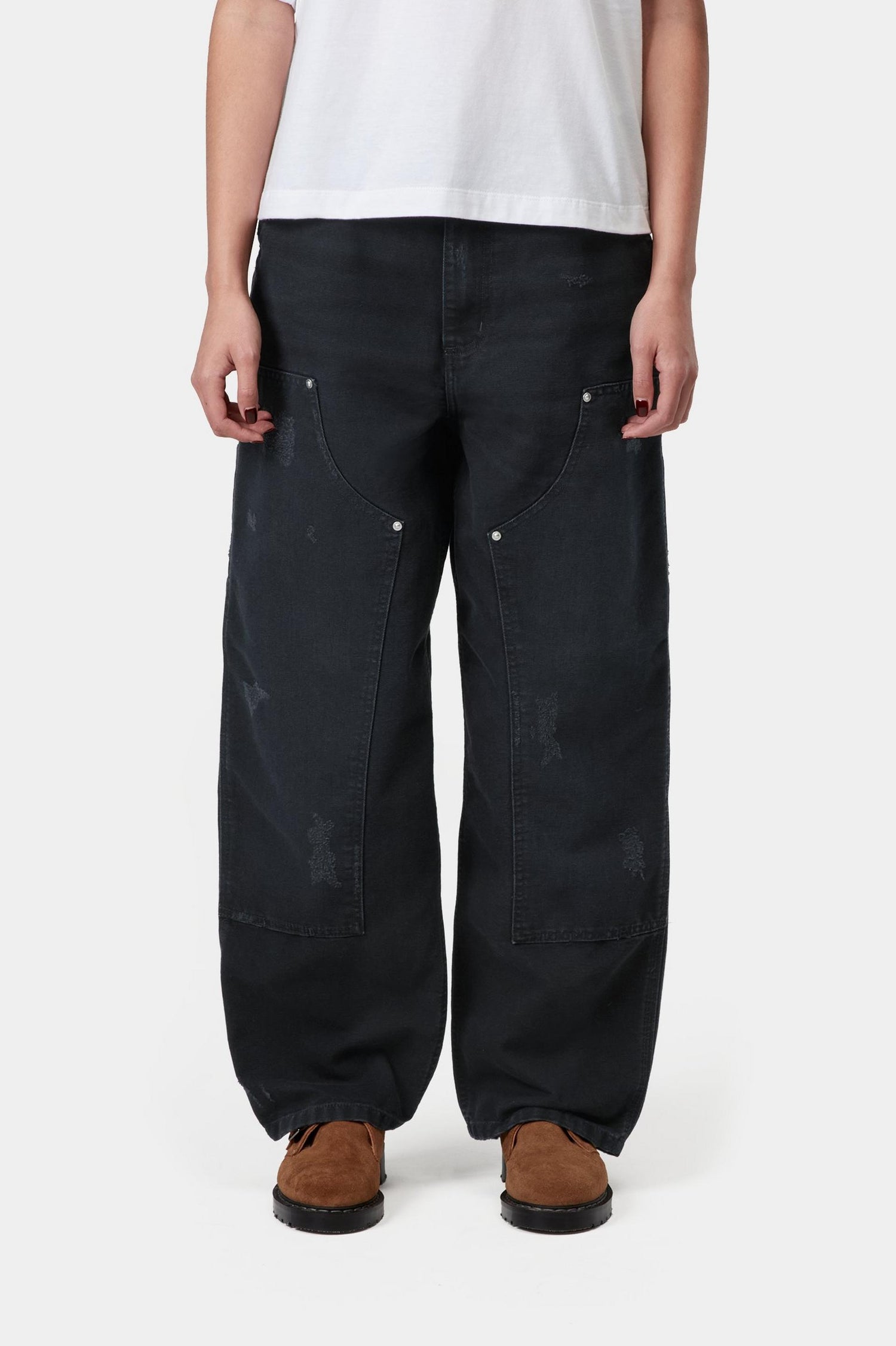 W' BRANDON DOUBLE KNEE PANT BLACK GRIND WASH