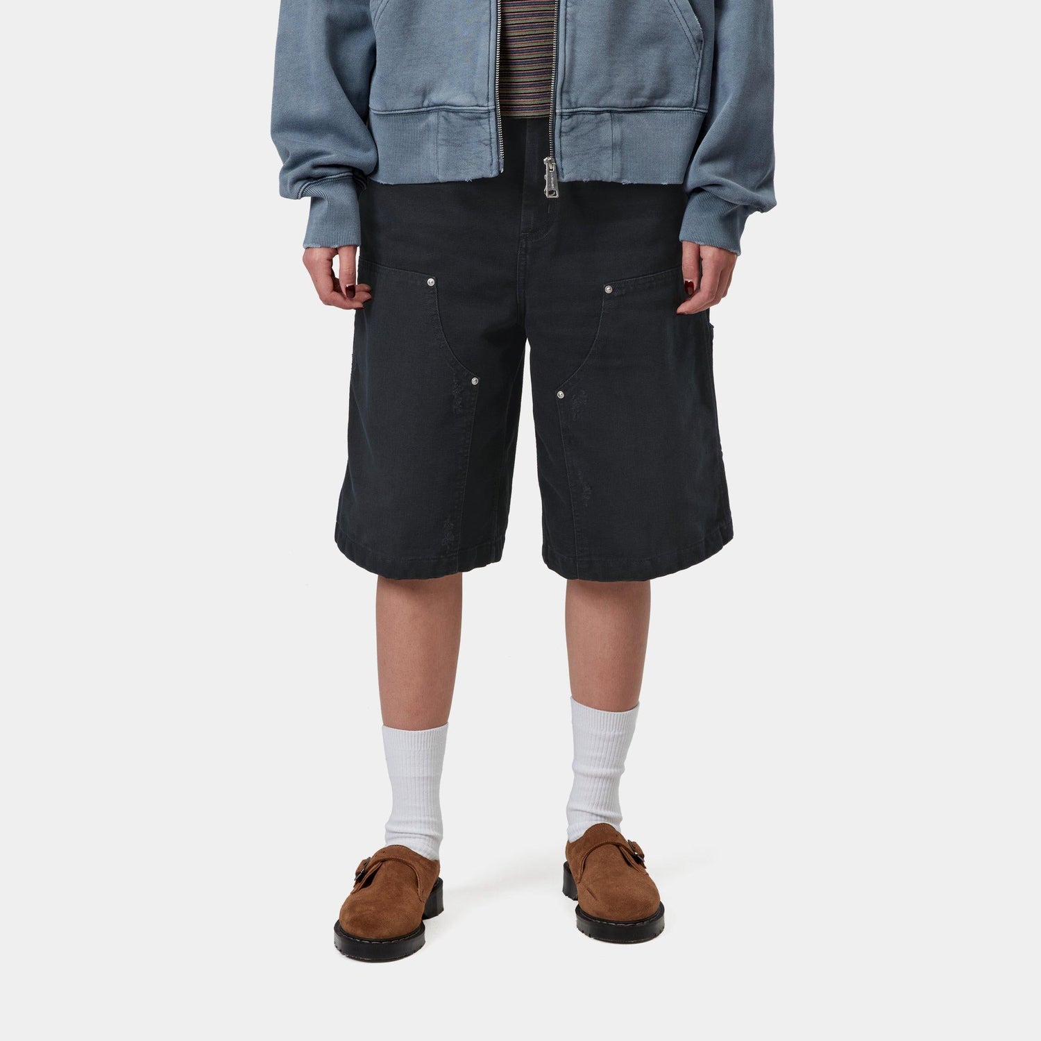 W' NIXON DOUBLE KNEE SHORT BLACK GRIND WASH