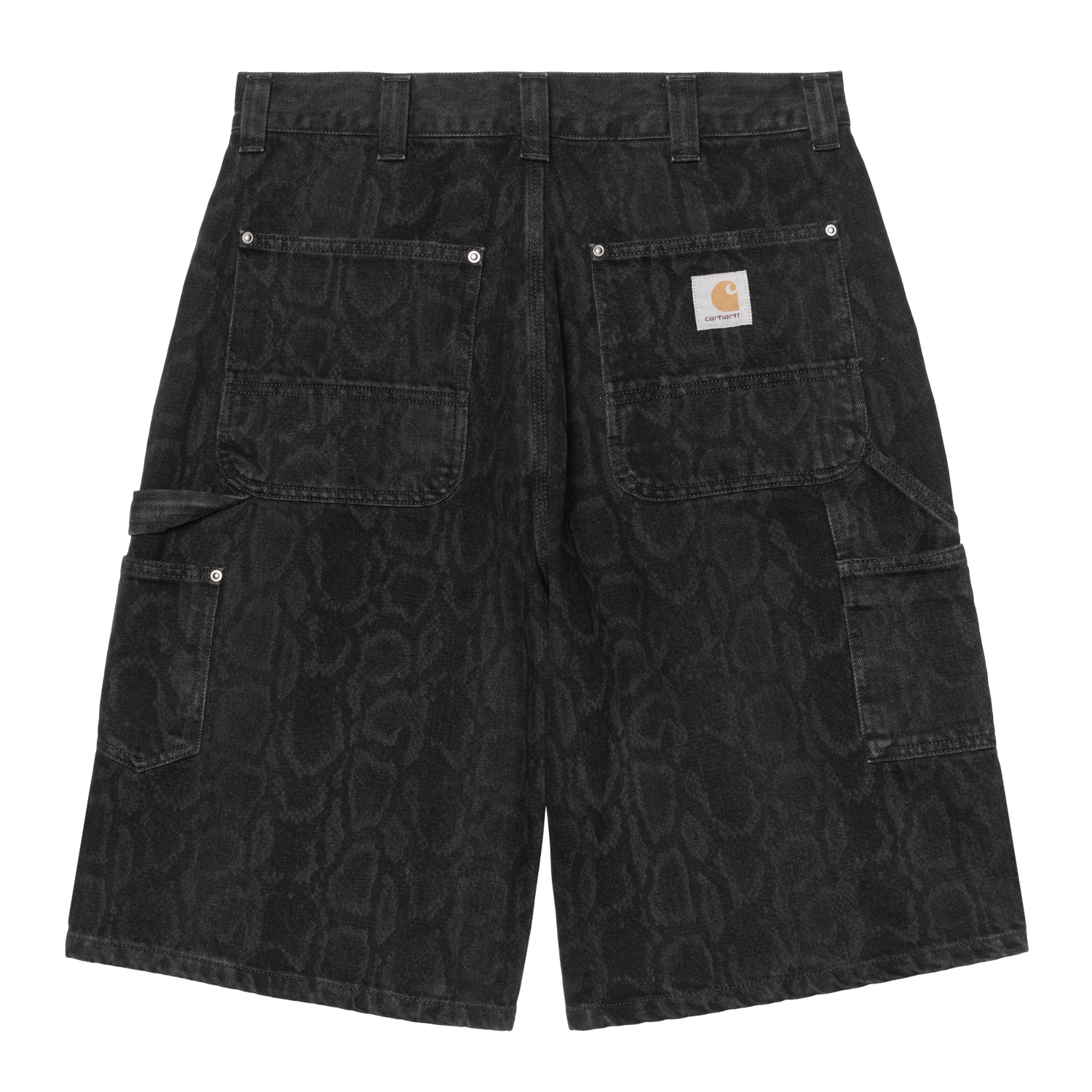 OG DOUBLE KNEE SHORT SNAKE CAMO, BLACK HEAVY STONE WASH