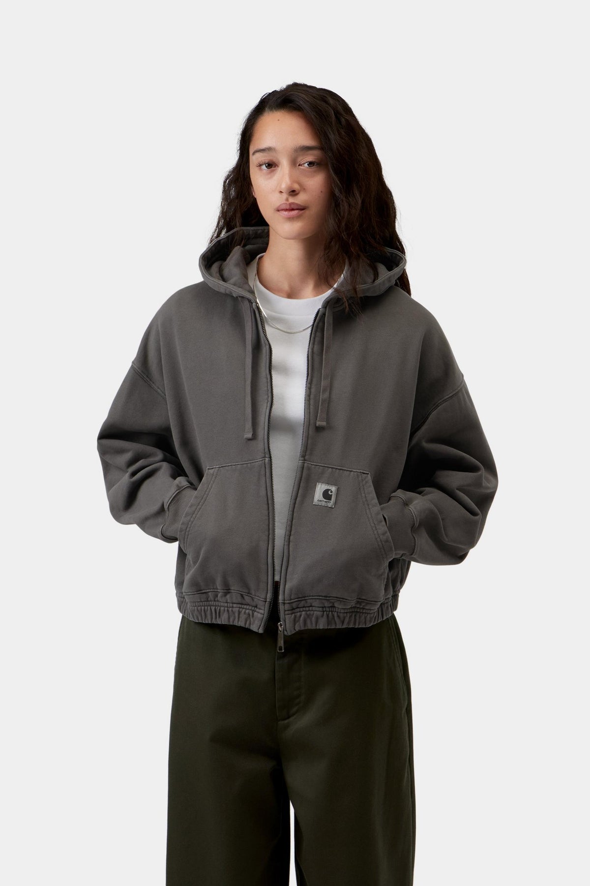 W' HOODED HOGGARD JACKET BLACK GARMENT DYED
