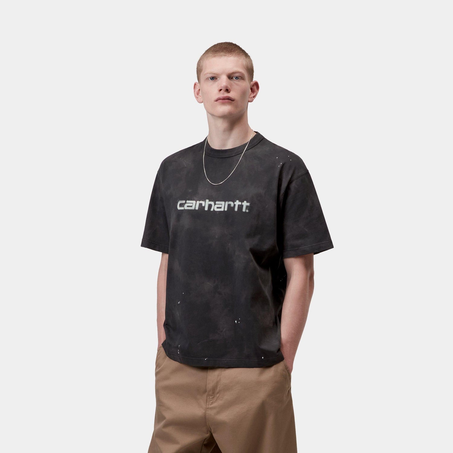 S/S PAINTER T-SHIRT BLACK DESTROY WASH SPLATTER