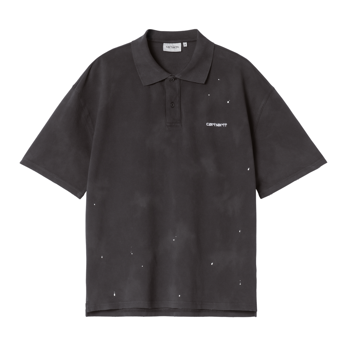 S/S PAINTER POLO BLACK DESTROY WASH SPLATTER
