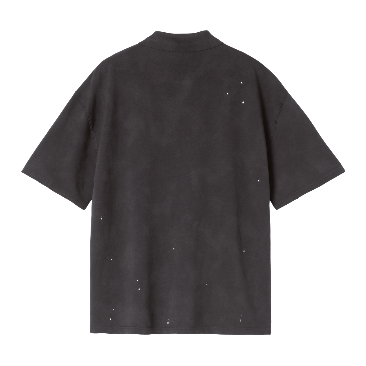 S/S PAINTER POLO BLACK DESTROY WASH SPLATTER
