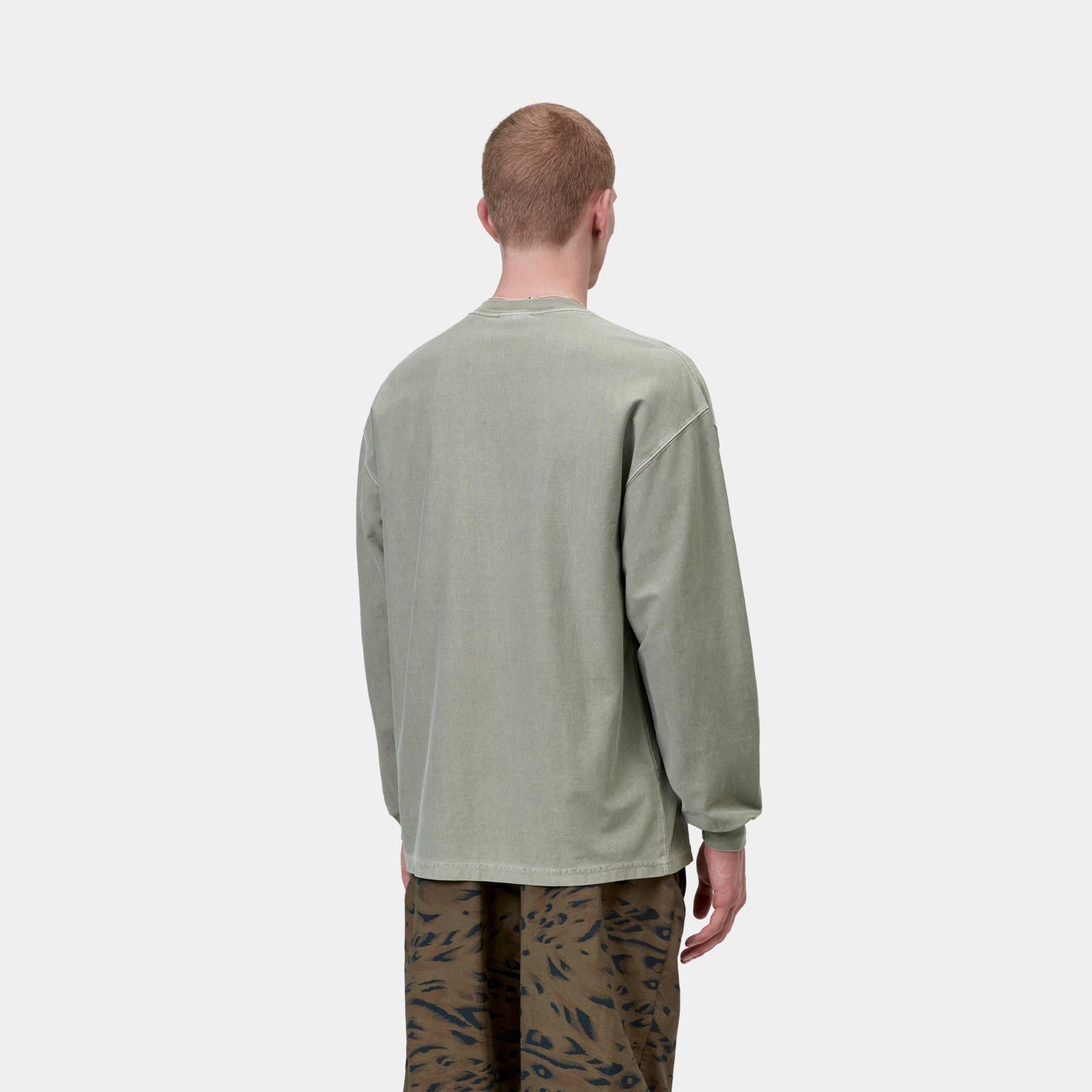 L/S LOOSE POCKET T-SHIRT SHADY GREEN GARMENT DYED