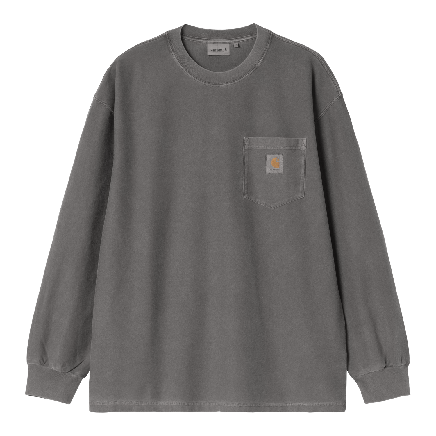 L/S LOOSE POCKET T-SHIRT BLACK GARMENT DYED