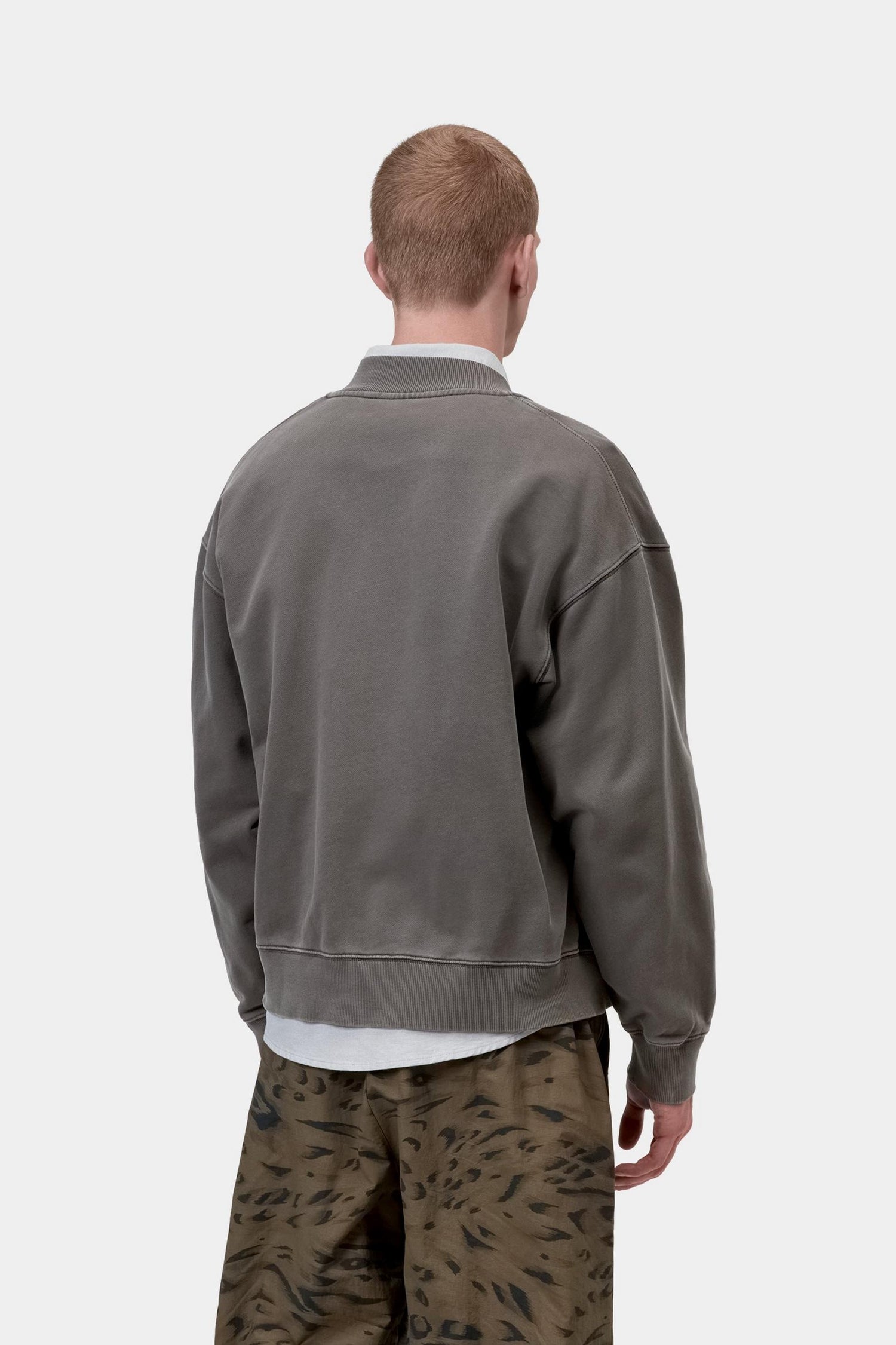 LONGHAND BOMBER BLACK / WHITE GARMENT DYED