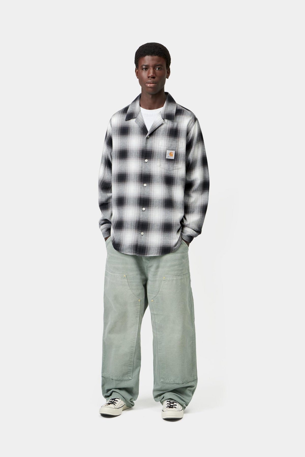 OG DOUBLE KNEE PANT SHADY GREEN DESTROY WASH