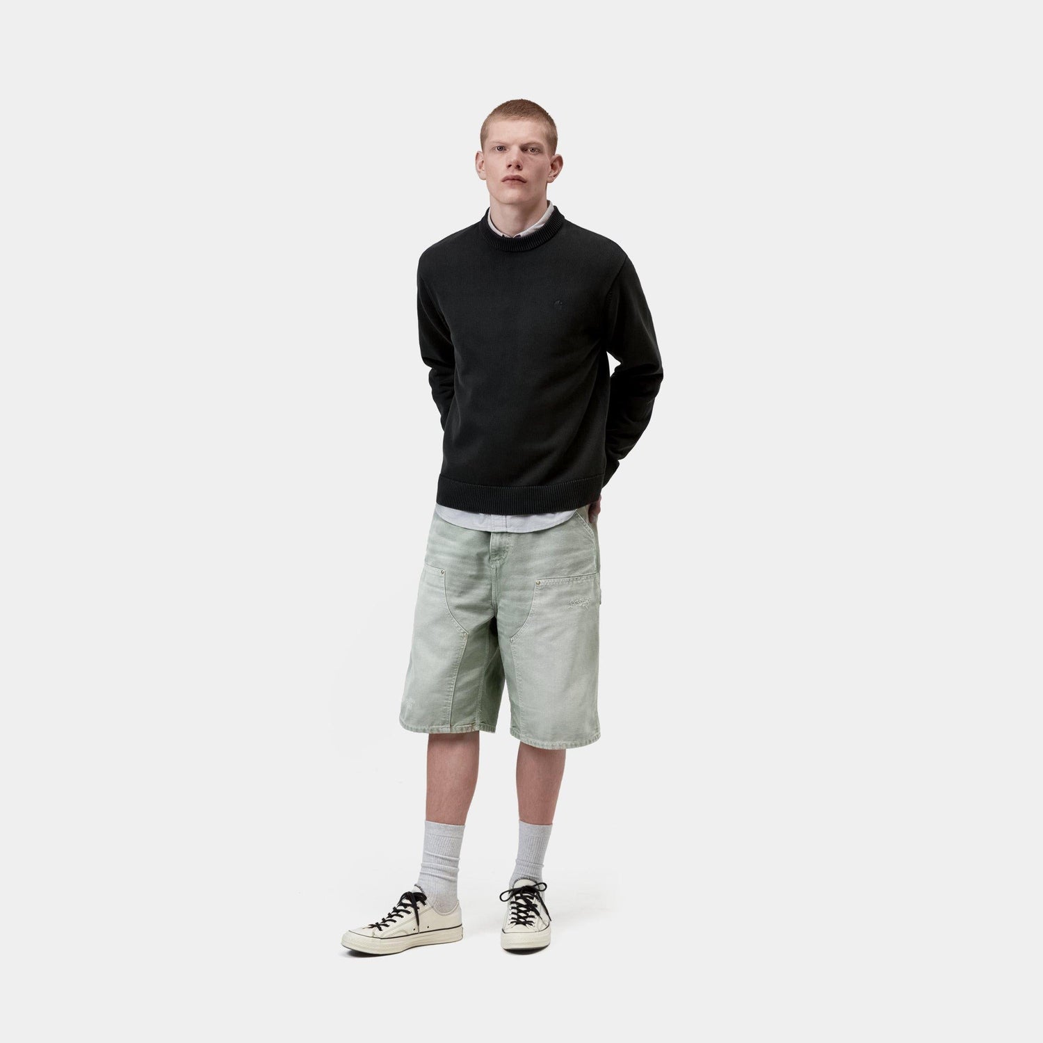 OG DOUBLE KNEE SHORT SHADY GREEN DESTROY WASH