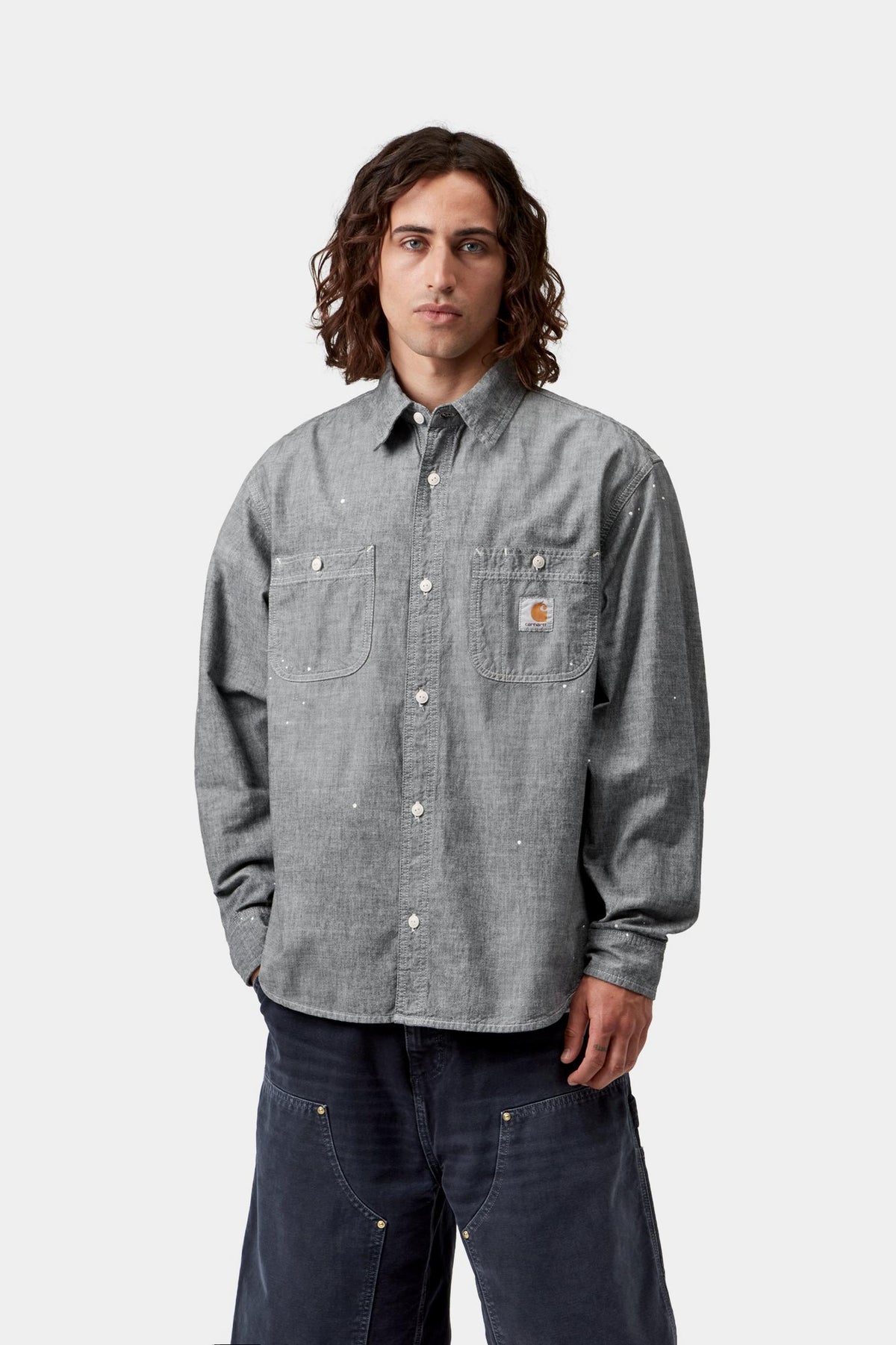 L/S PAINTER SHIRT BLACK WORN USED SPLATTER