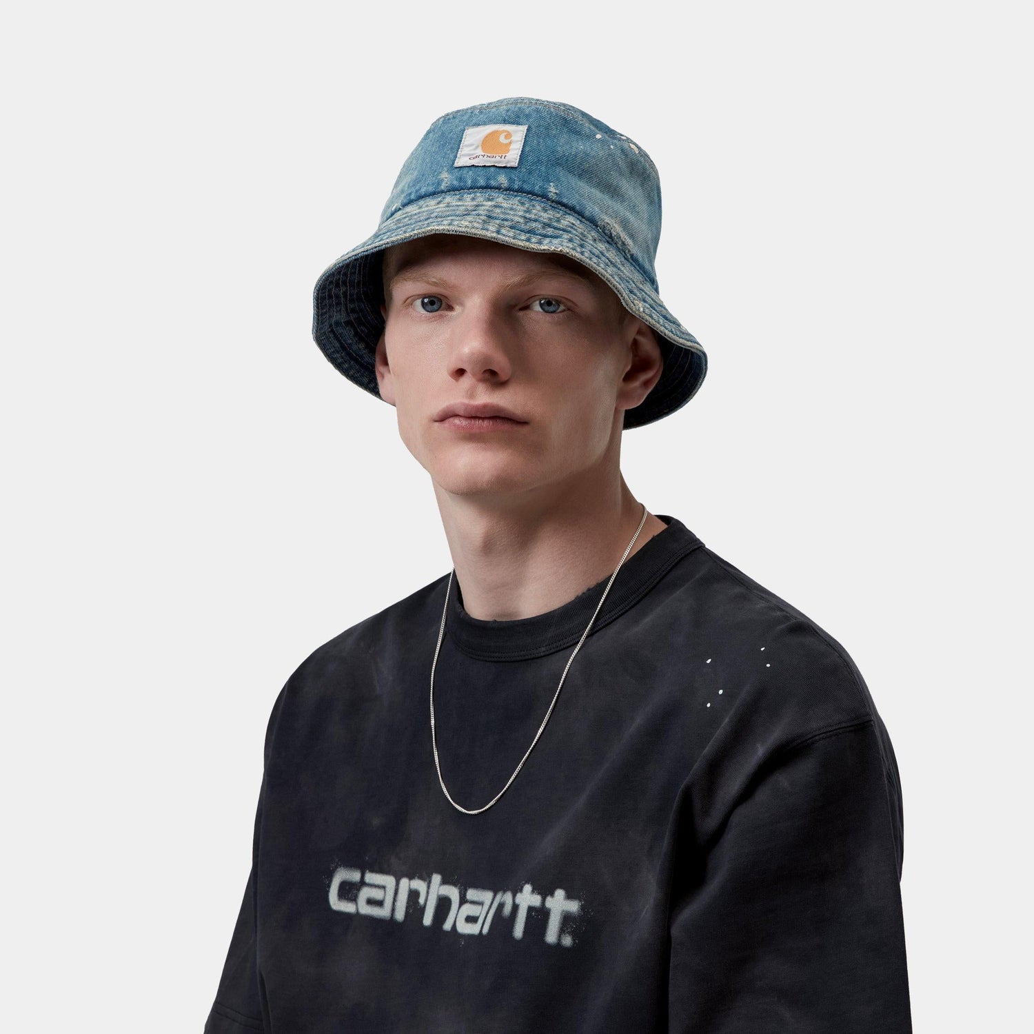 BELMAR BUCKET HAT BLUE DESTROY WASH SPLATTER