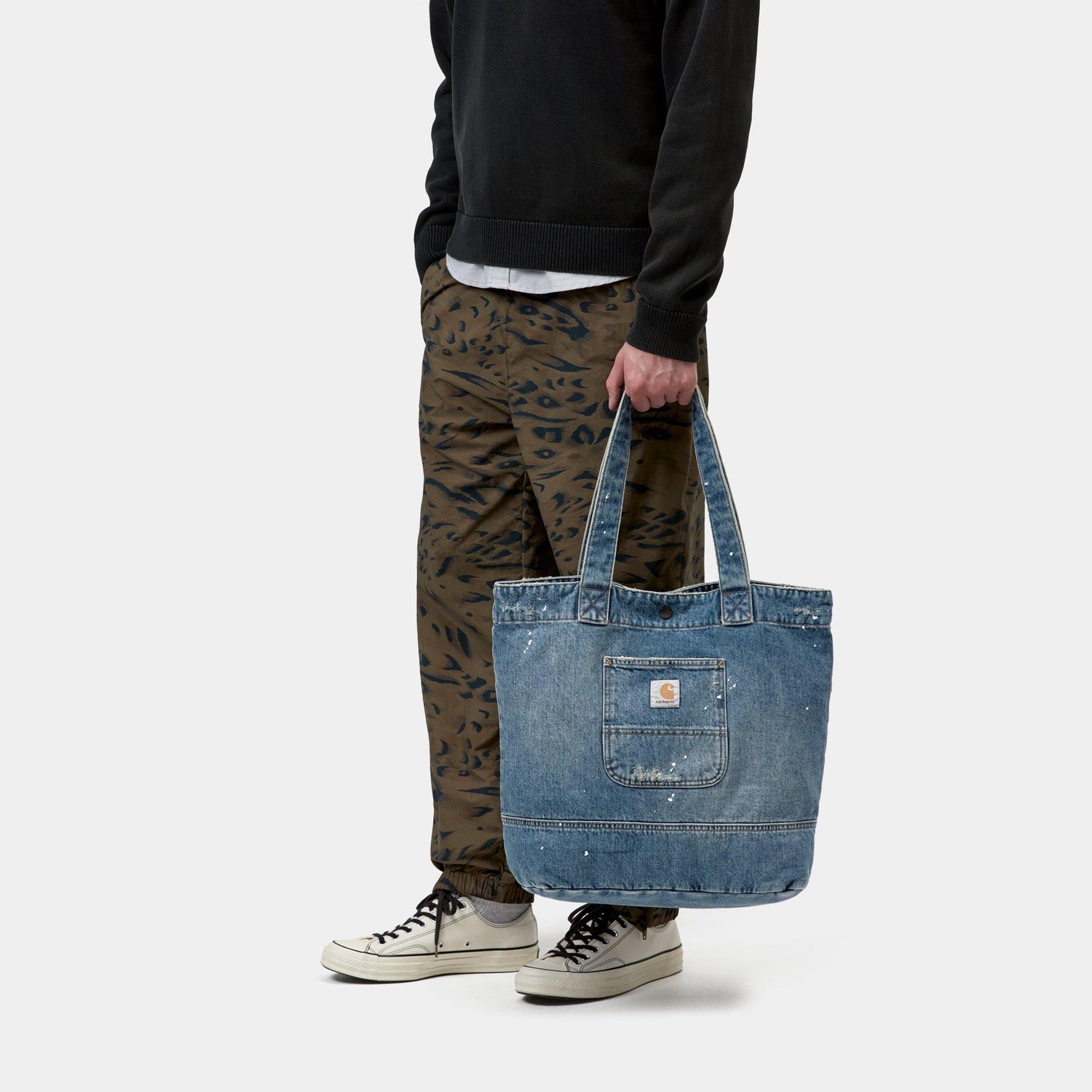 DENIM TOTE BLUE DESTROY WASH SPLATTER
