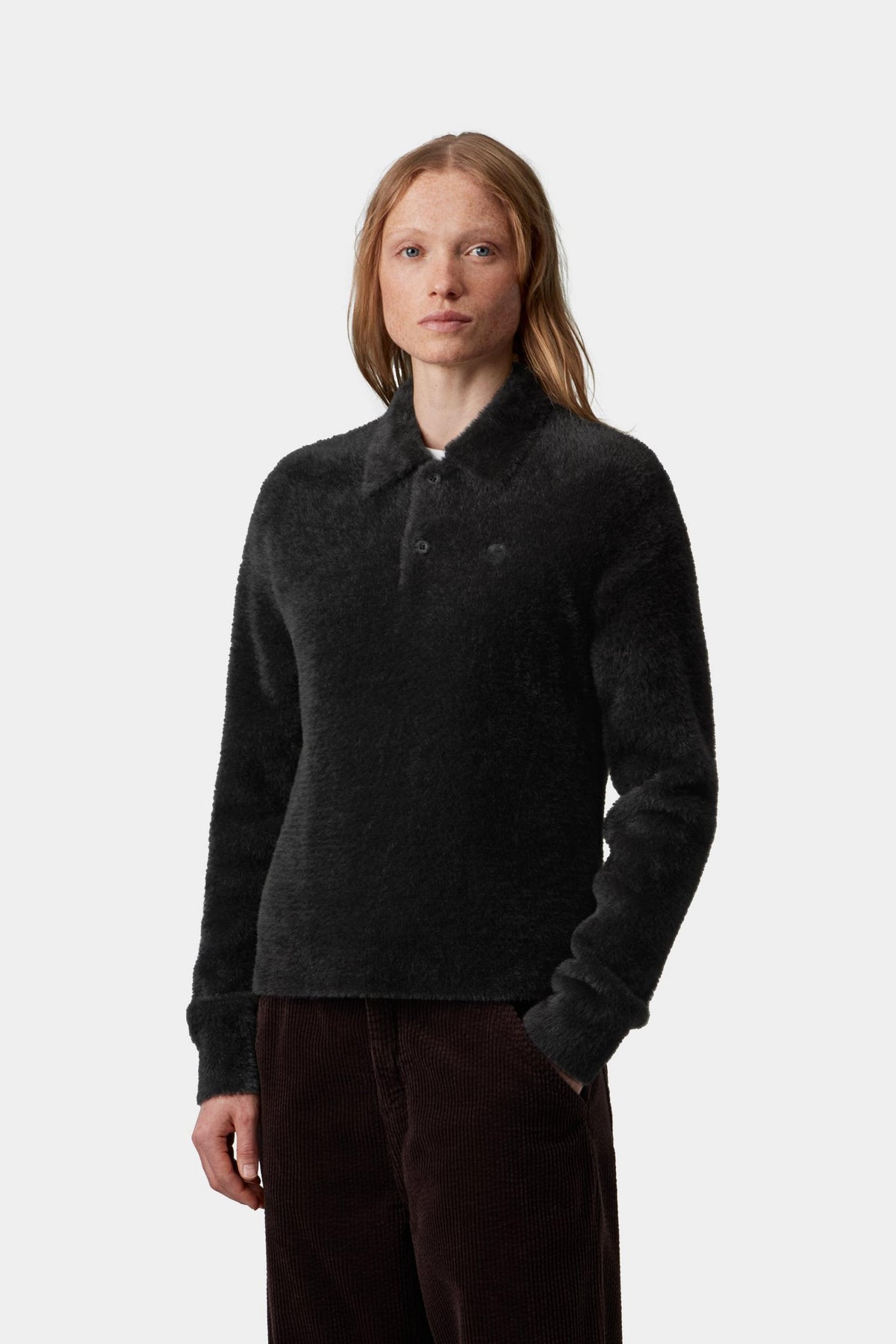 W' L/S MAINE POLO SWEATER BLACK / BLACK
