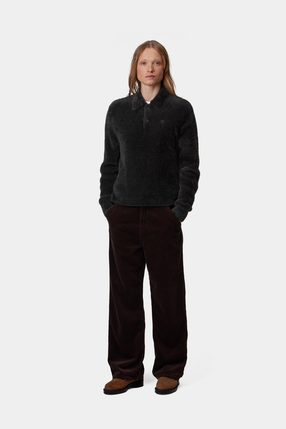 W' L/S MAINE POLO SWEATER BLACK / BLACK