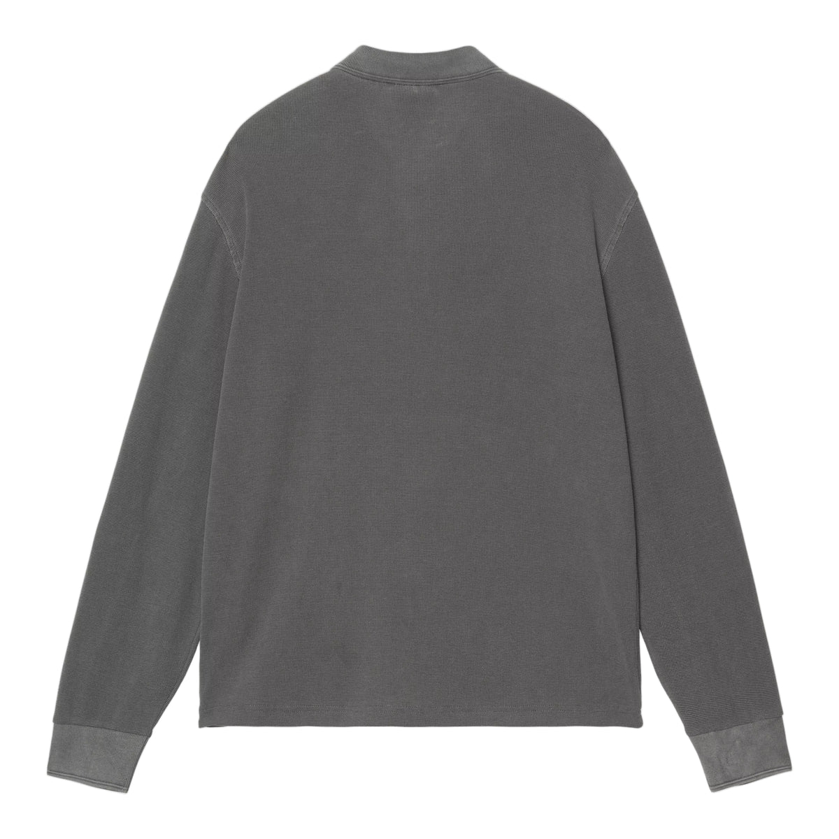 L/S WAFFLE RUGBY SHIRT BLACK GARMENT DYED