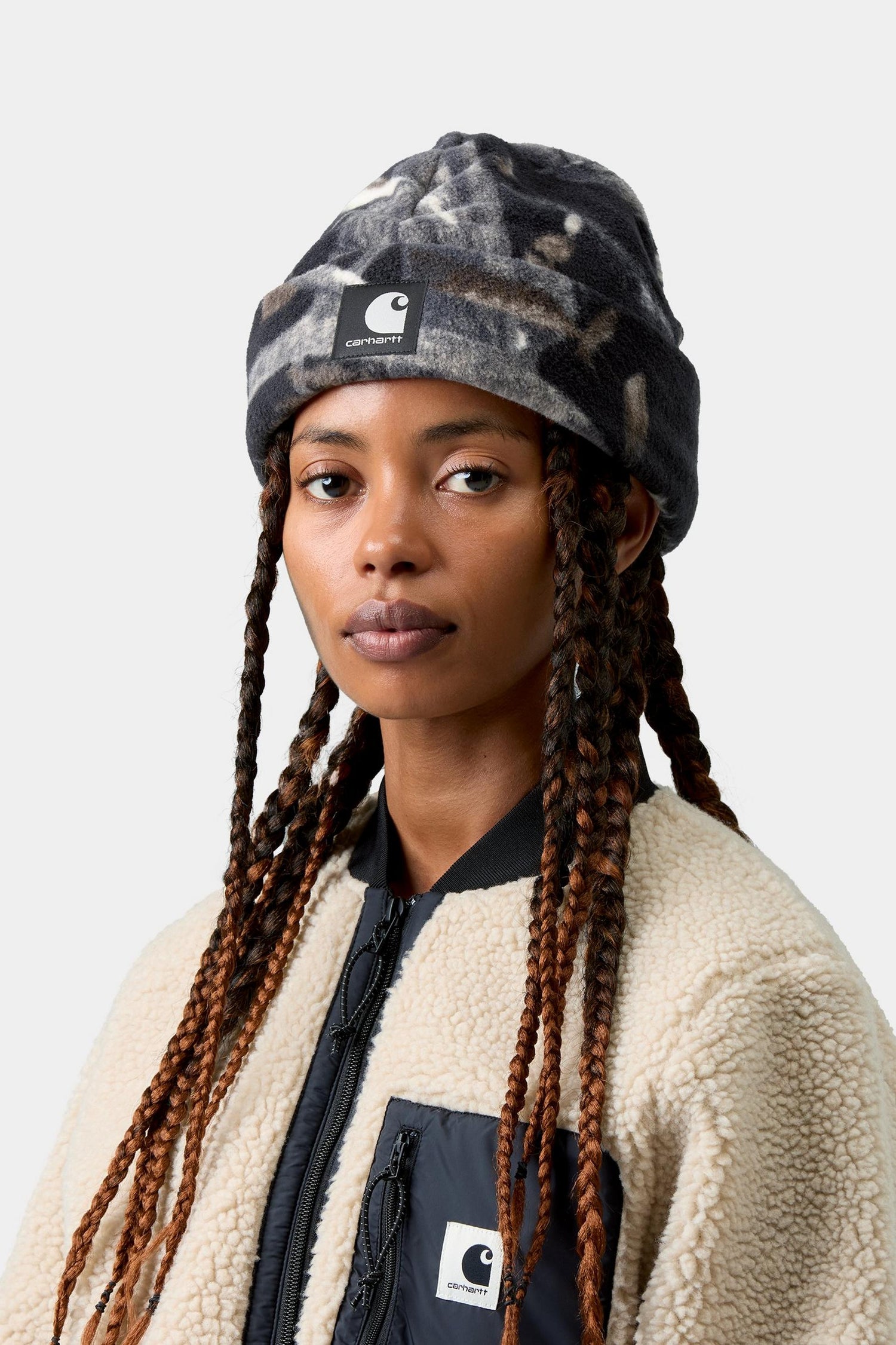 BLEVIN BEANIE CAMO FEATHER TREE BLACK