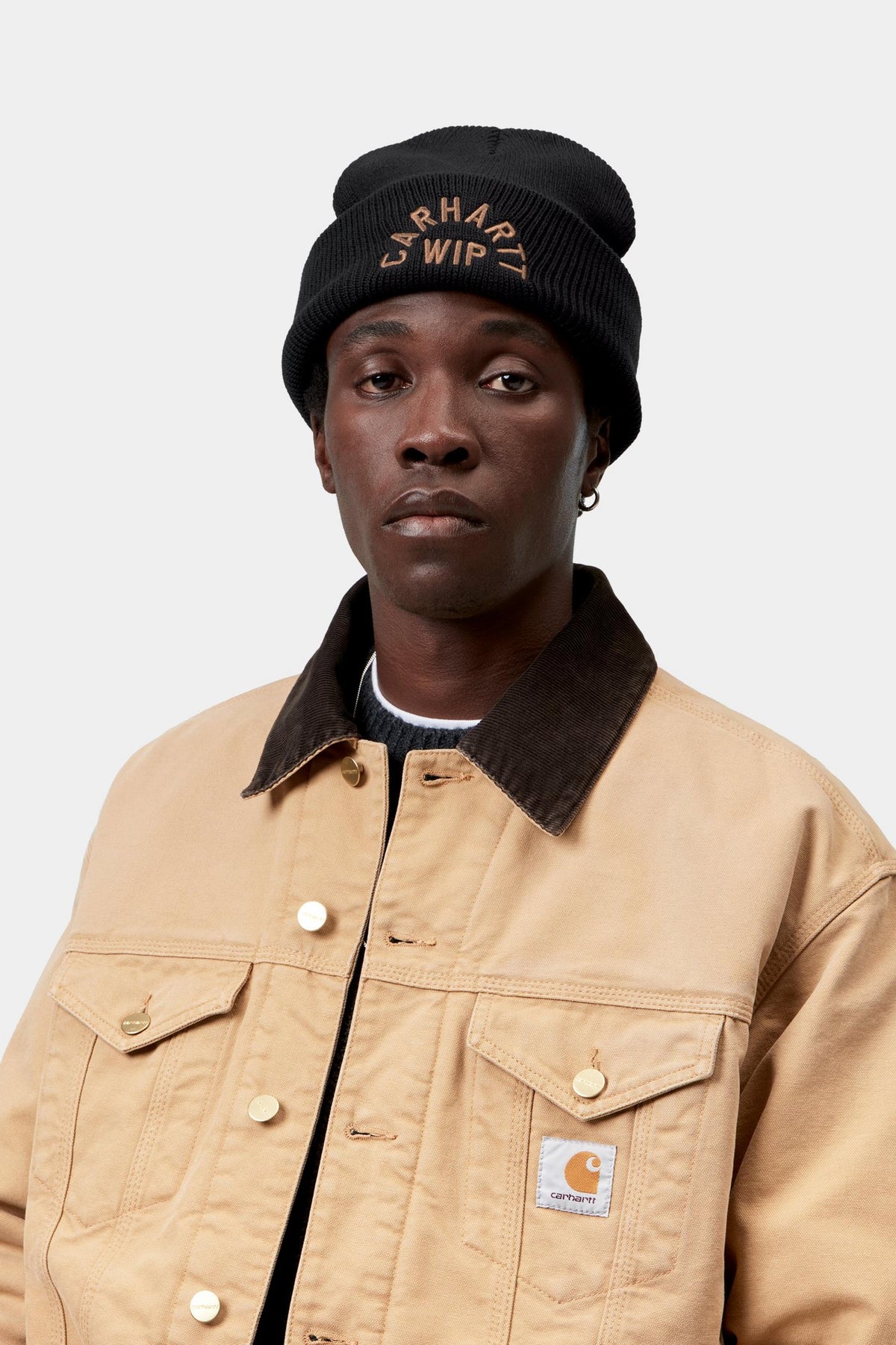 ARCH SCRIPT BEANIE BLACK / WIP H BROWN