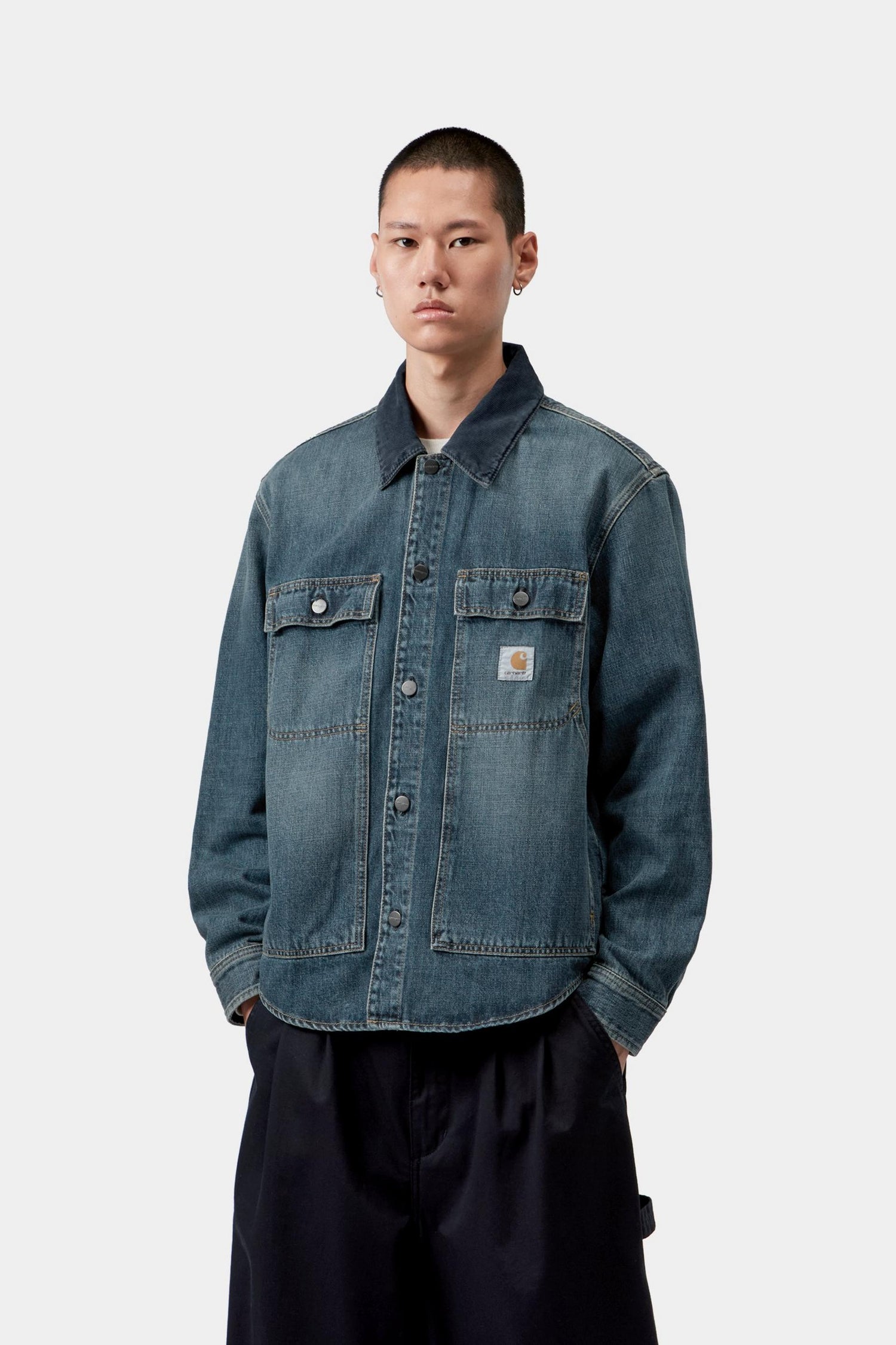 OAKLAND SHIRT JAC BLUE / DARK NAVY WORN USED WASH