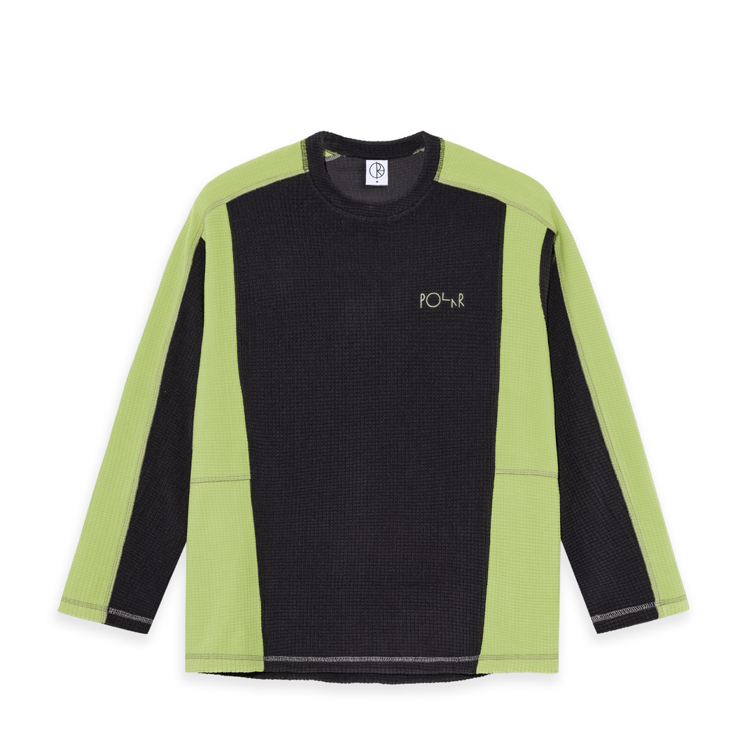 GRID FLEECE SWEATER BLACK / CHARTREUSE