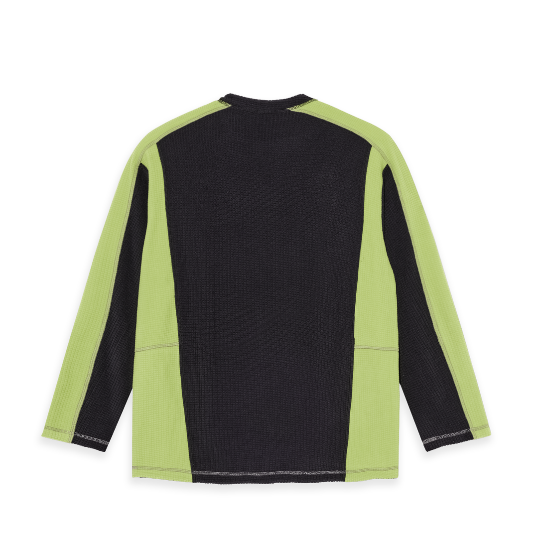 GRID FLEECE SWEATER BLACK / CHARTREUSE