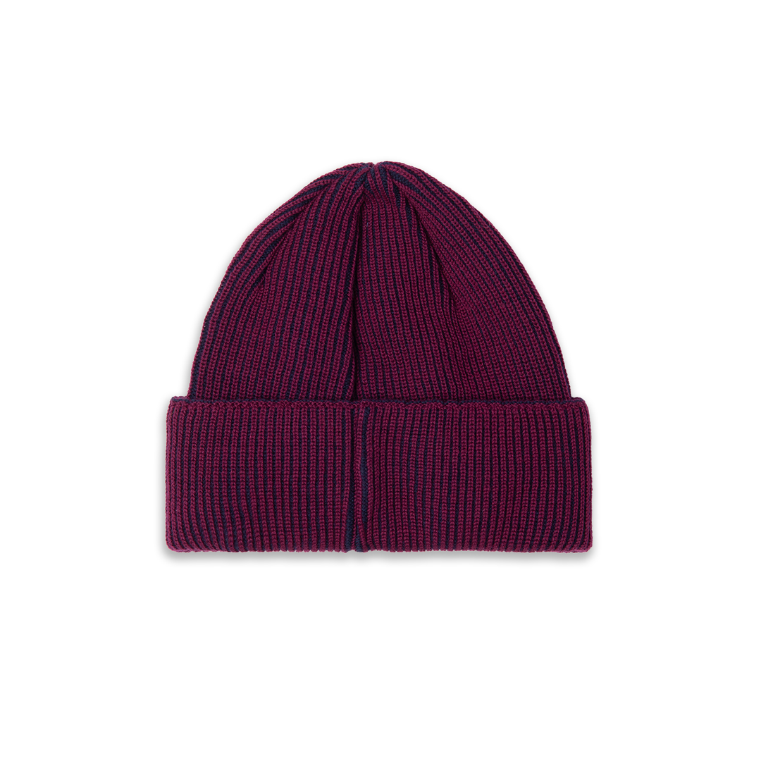 LINES MERINO BEANIE WINE / NAVY