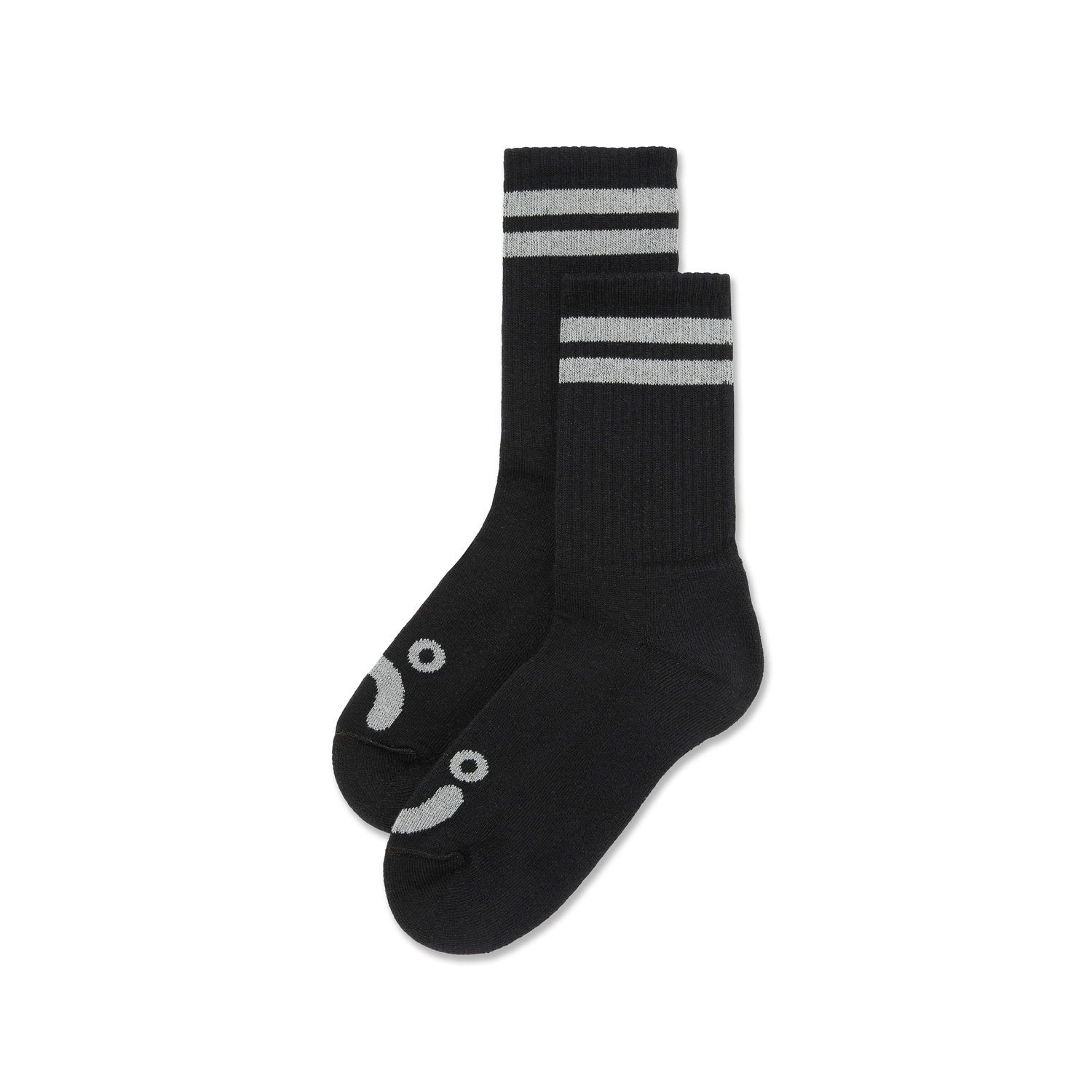 RIB SOCKS HAPPY SAD BLACK / HEATHER GREY