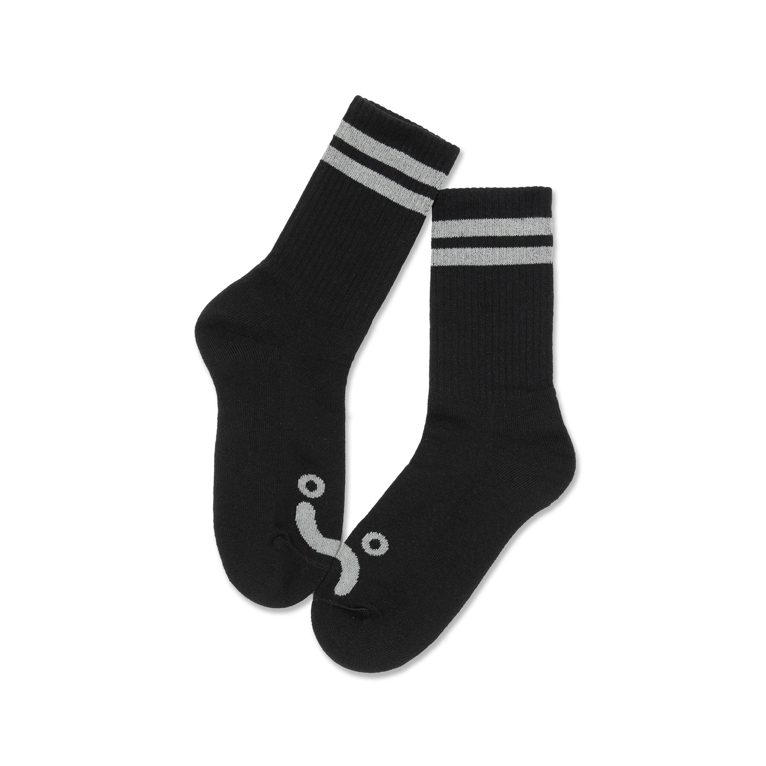 RIB SOCKS HAPPY SAD BLACK / HEATHER GREY