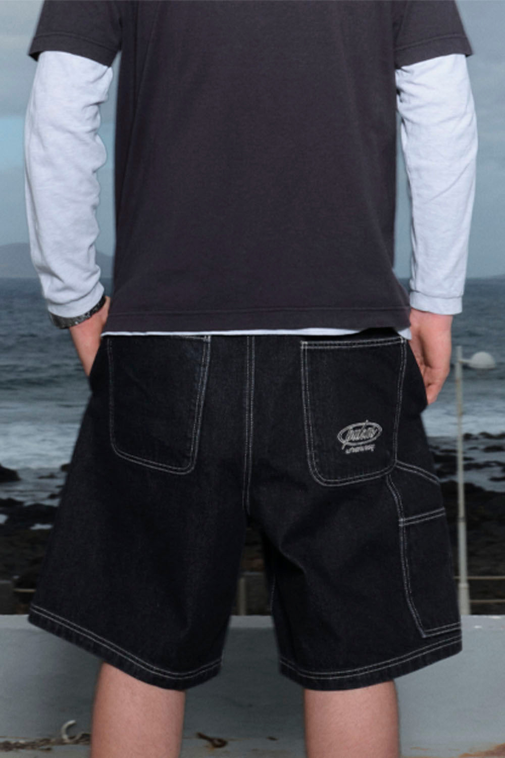 DENIM SHORTS WASHED BLACK