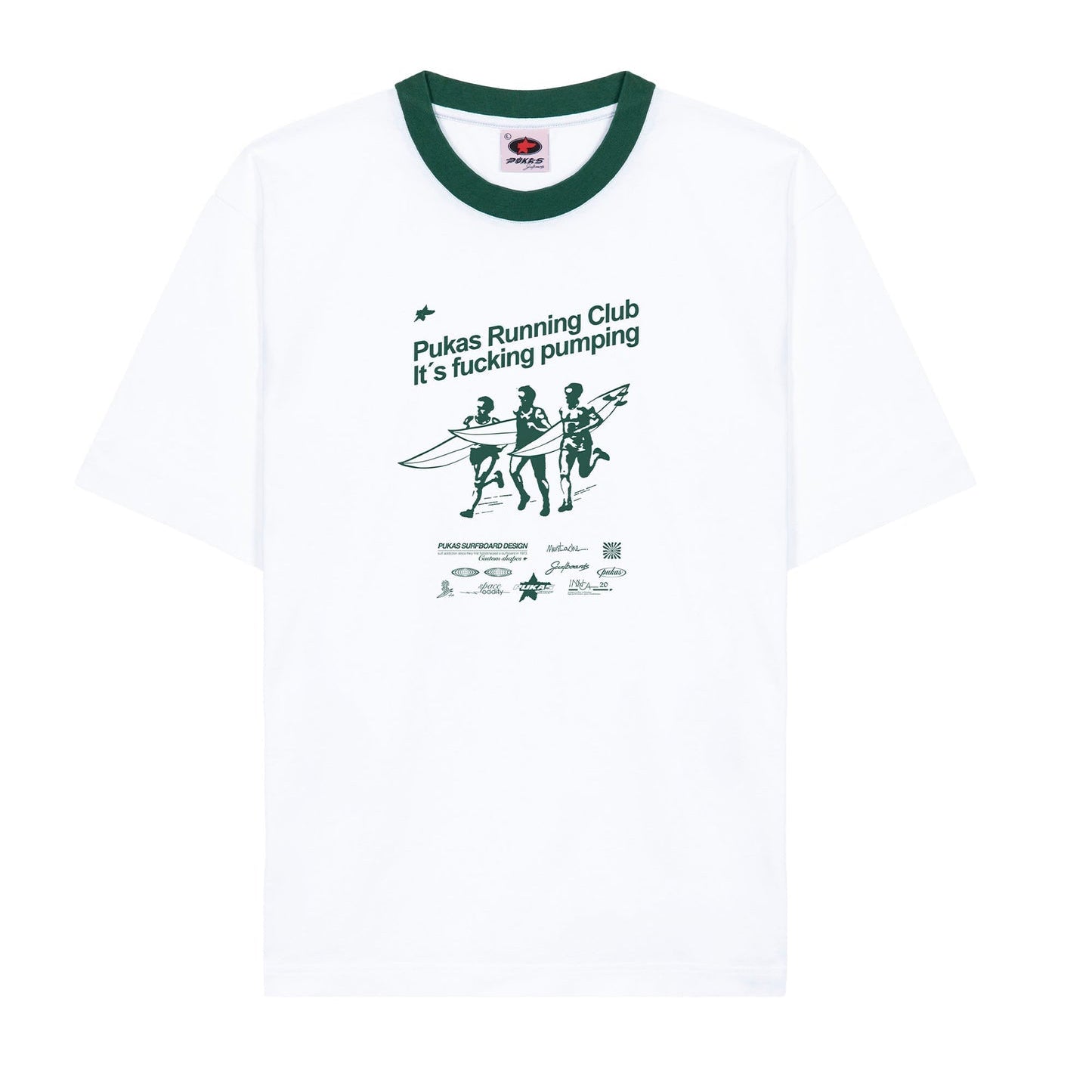 PUKAS RUNNING CLUB CONTRAST COLLAR TEE EVERGREEN