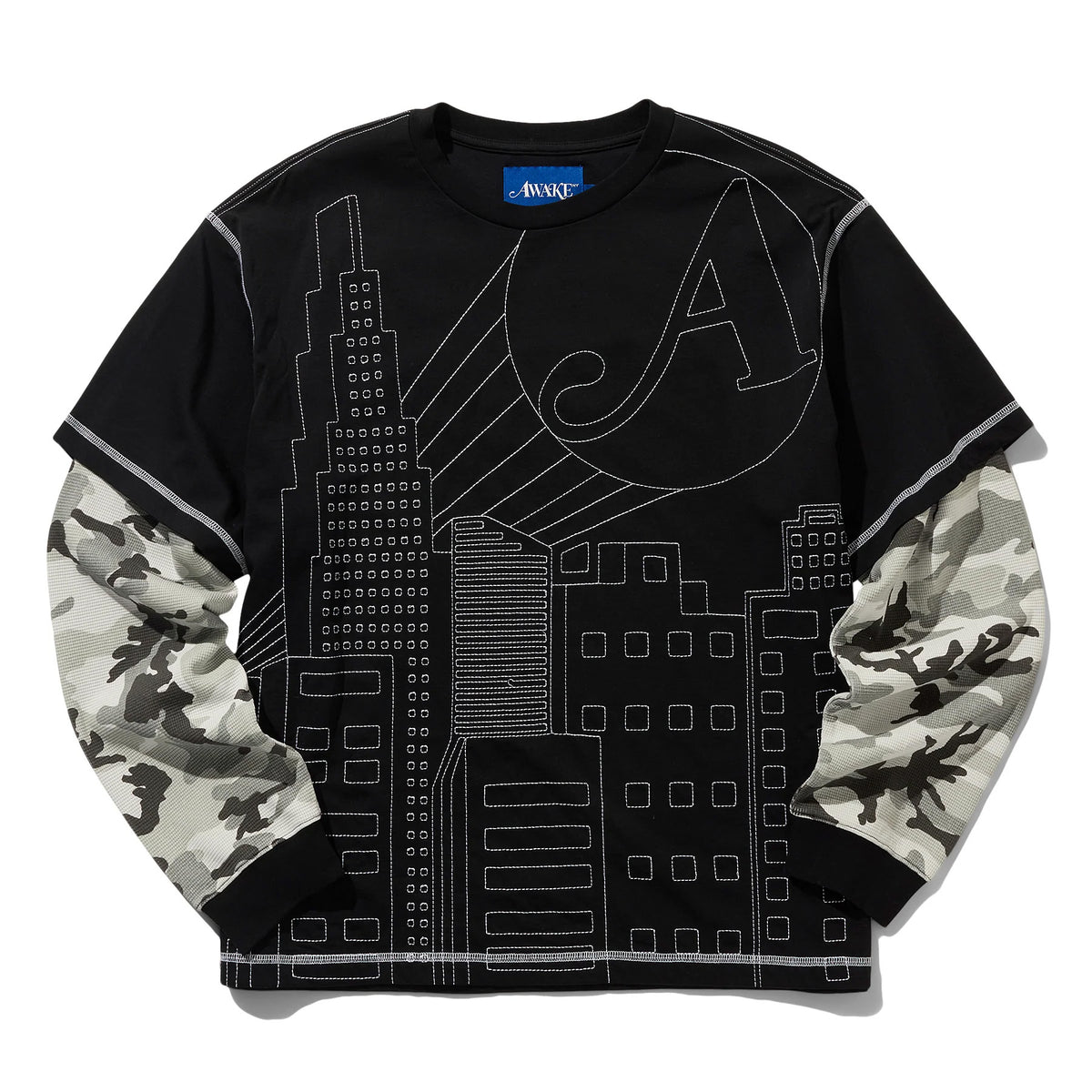 SKYLINE WAFFLE LS SHIRT BLACK