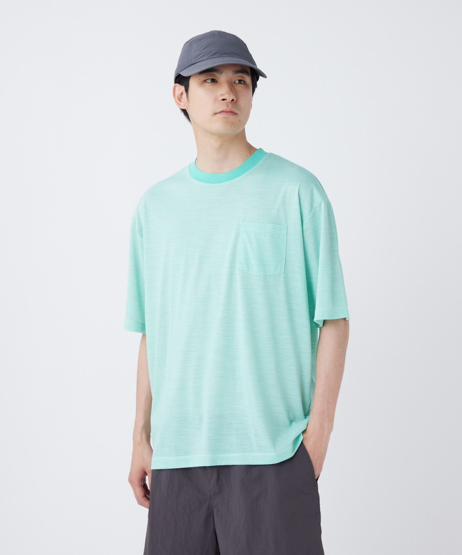 SUMMER WOOL STRIPE T-SHIRT LIGHT GREEN