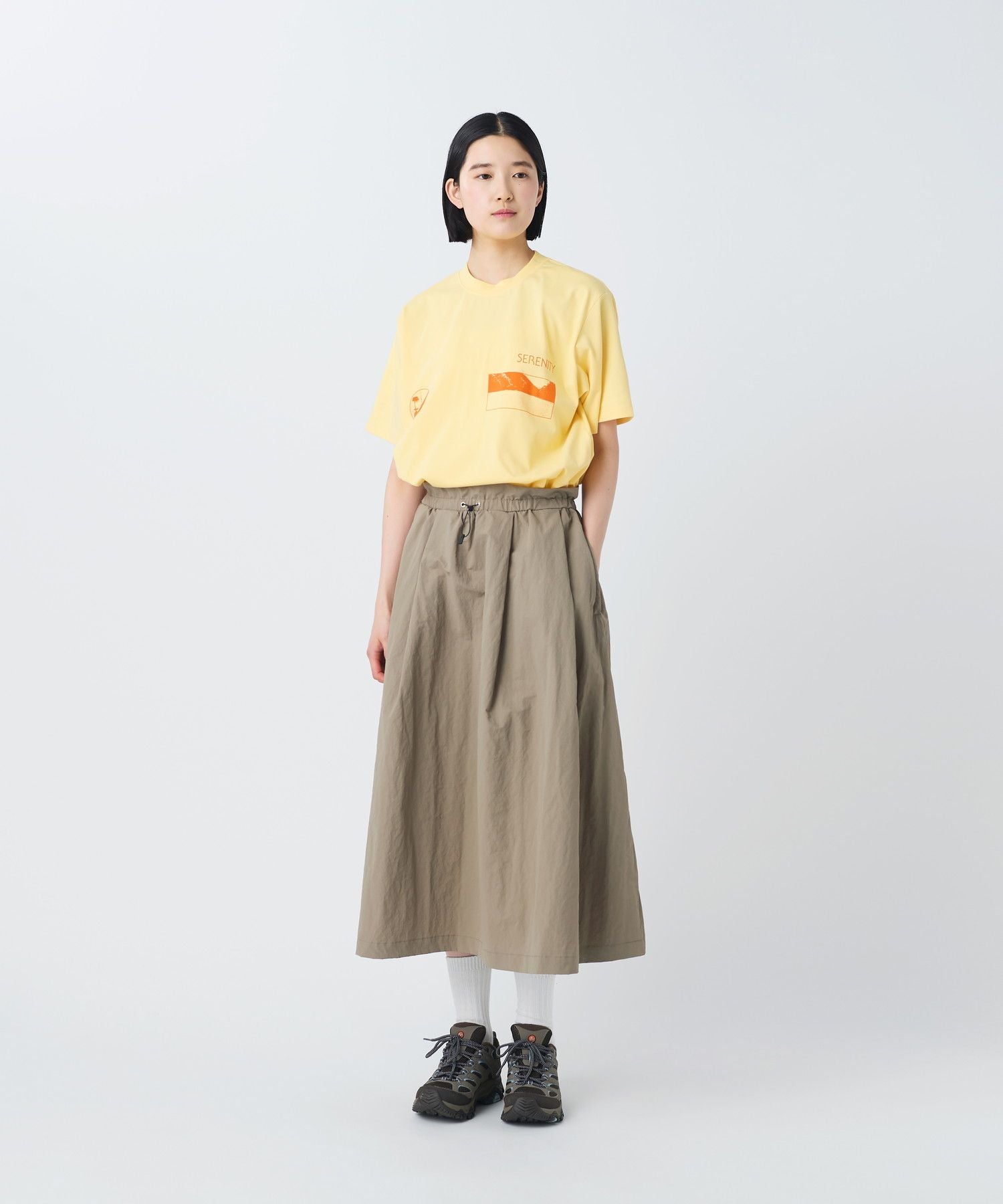 NYLON WASHER SKIRT GREIGE