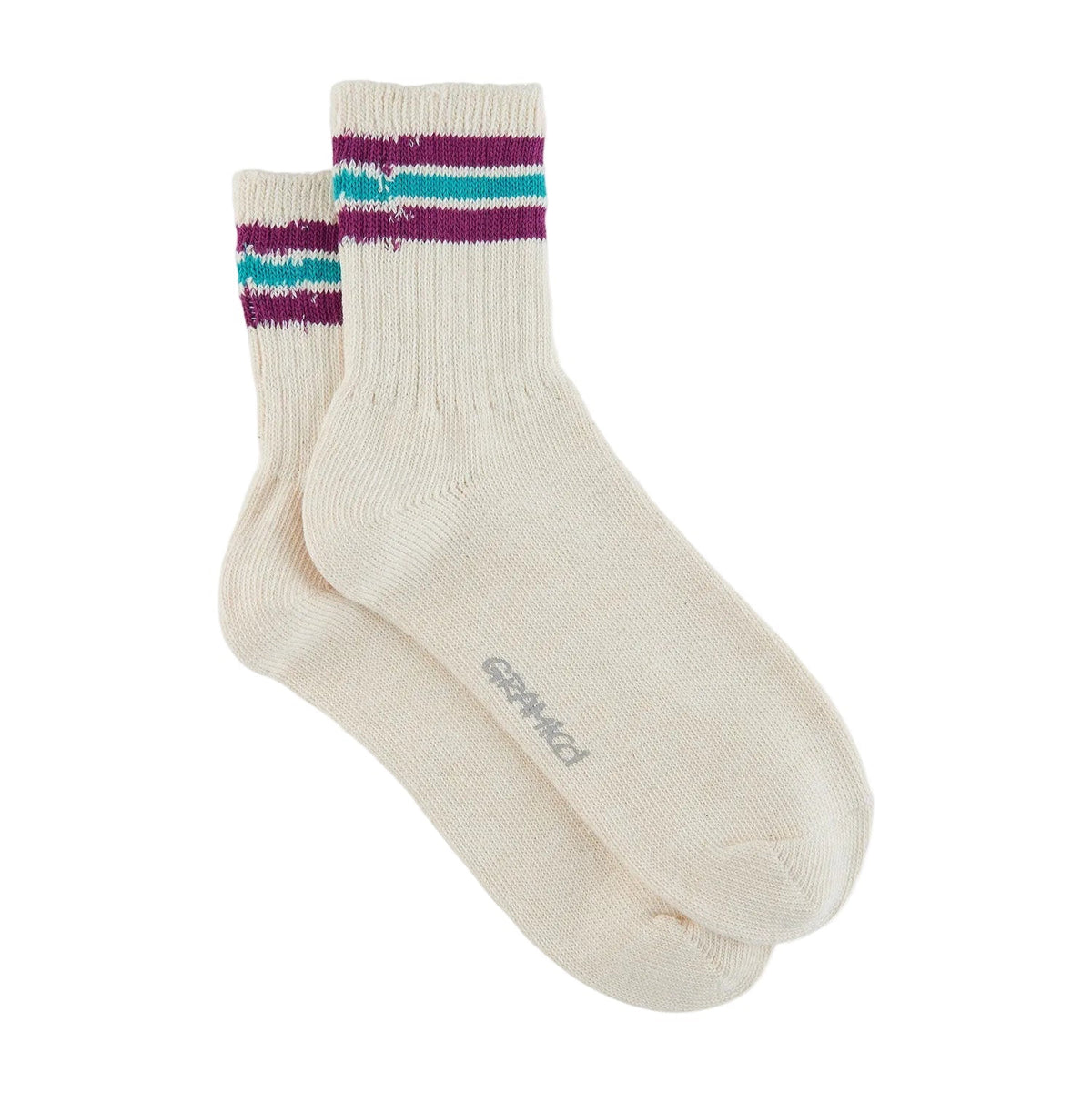 HEMP BLEND STRIPE SOCKS AUBERGINE