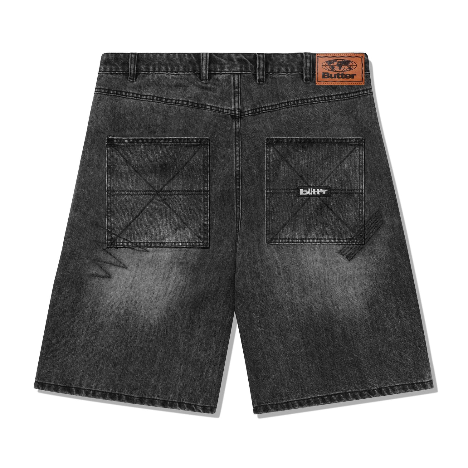 STITCH DENIM SHORTS DISTRESSED GREY