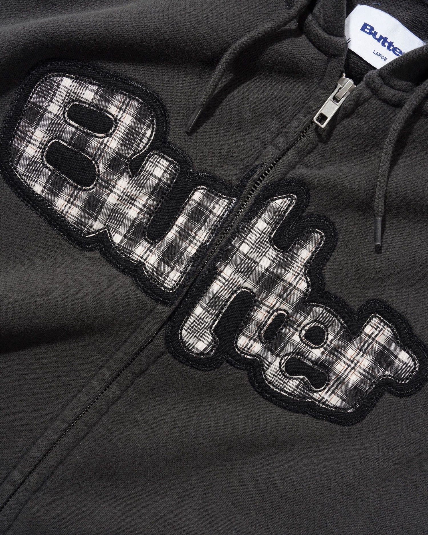 STRETCH ZIP-THRU HOOD WASHED BLACK