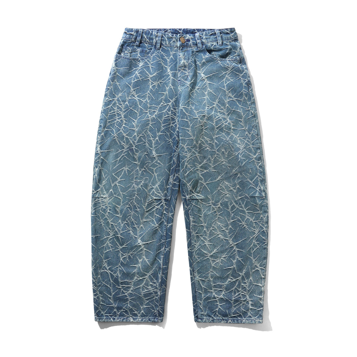 THORN CAMO WIDE CUT DENIM JEANS WASHED INDIGO