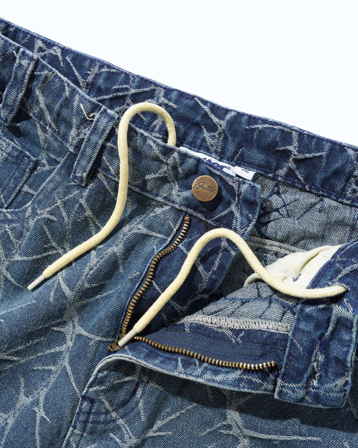 THORN CAMO WIDE CUT DENIM JEANS WASHED INDIGO