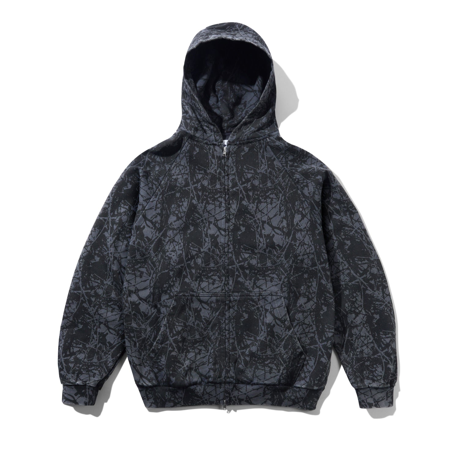 WOODS CAMO ZIP-THRU HOOD WASHED BLACK