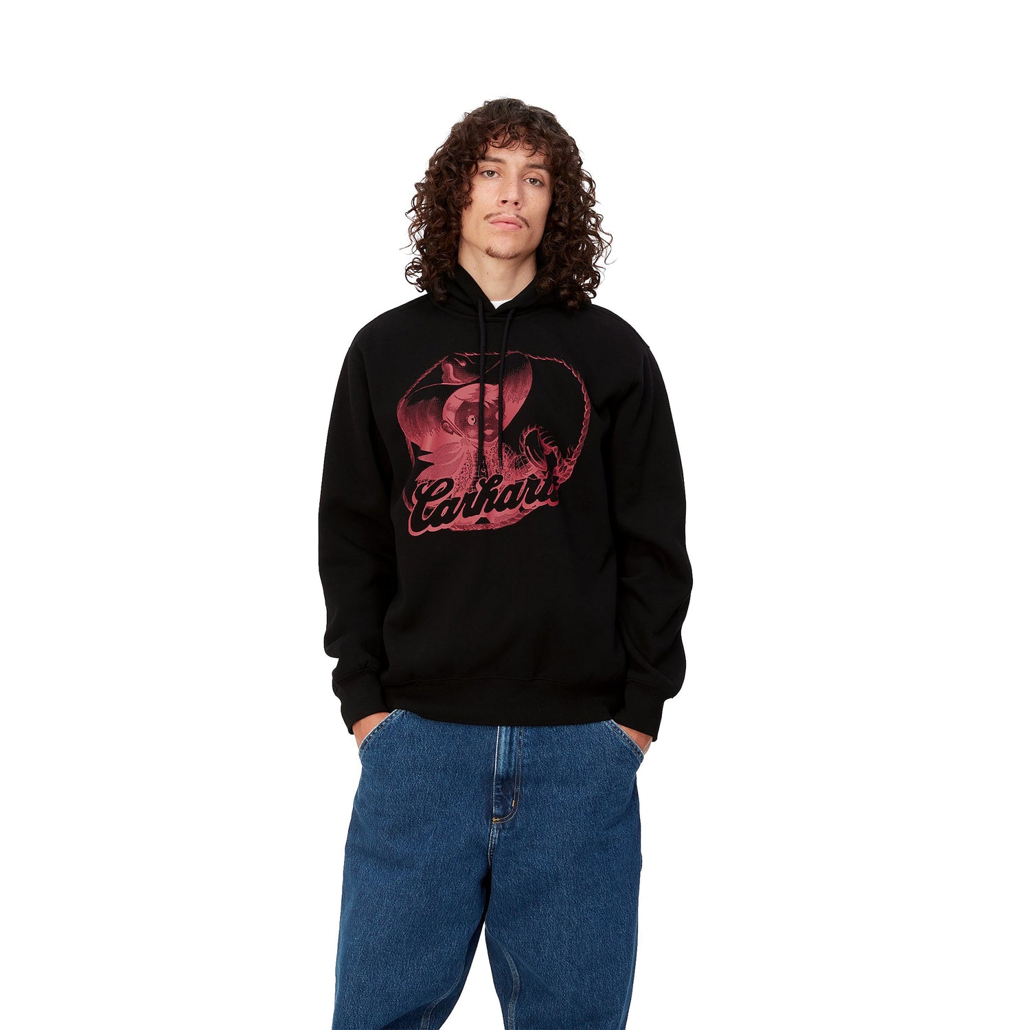 HOODED BUDDY SWEAT BLACK / RED