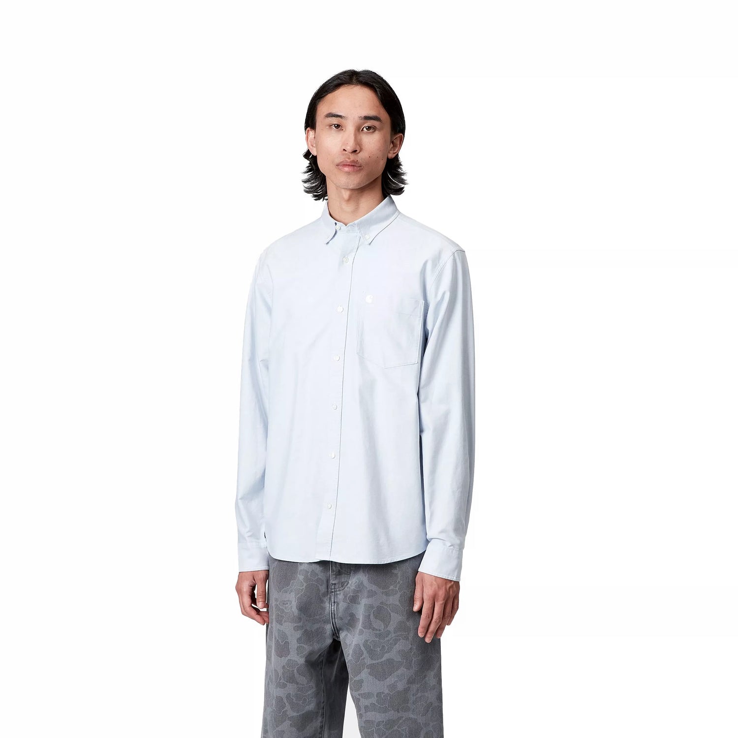 L/S C-LOGO SHIRT BLUE FOG / WHITE
