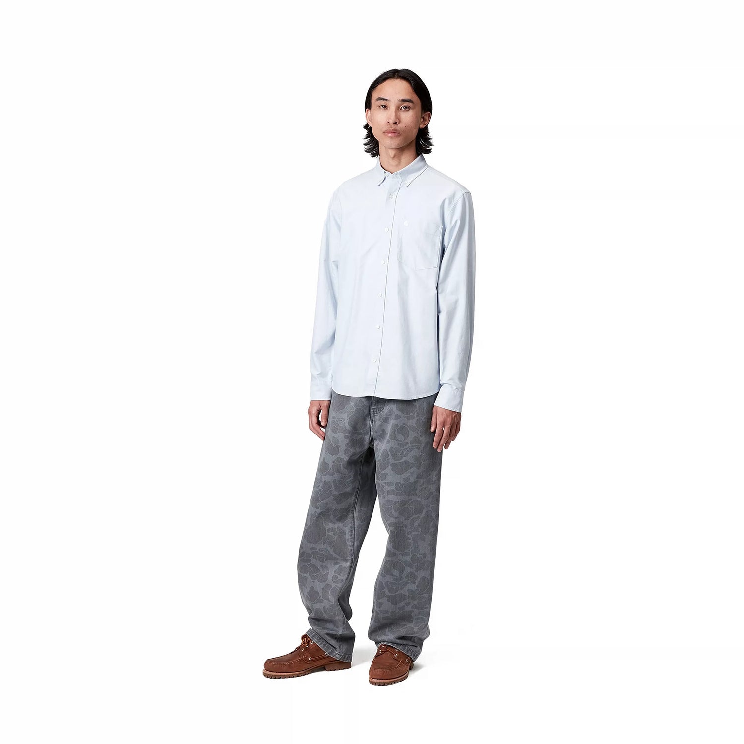 L/S C-LOGO SHIRT BLUE FOG / WHITE