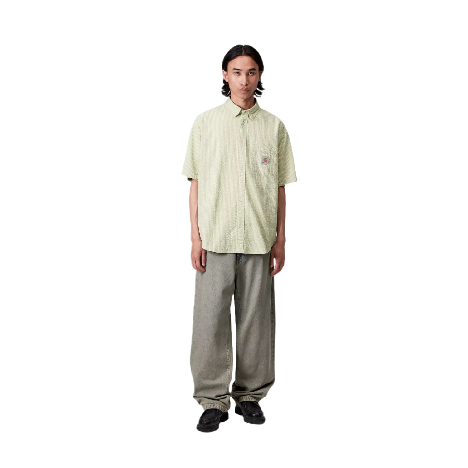 LANDON PANT BLUE / LEATHER GARMENT DYED