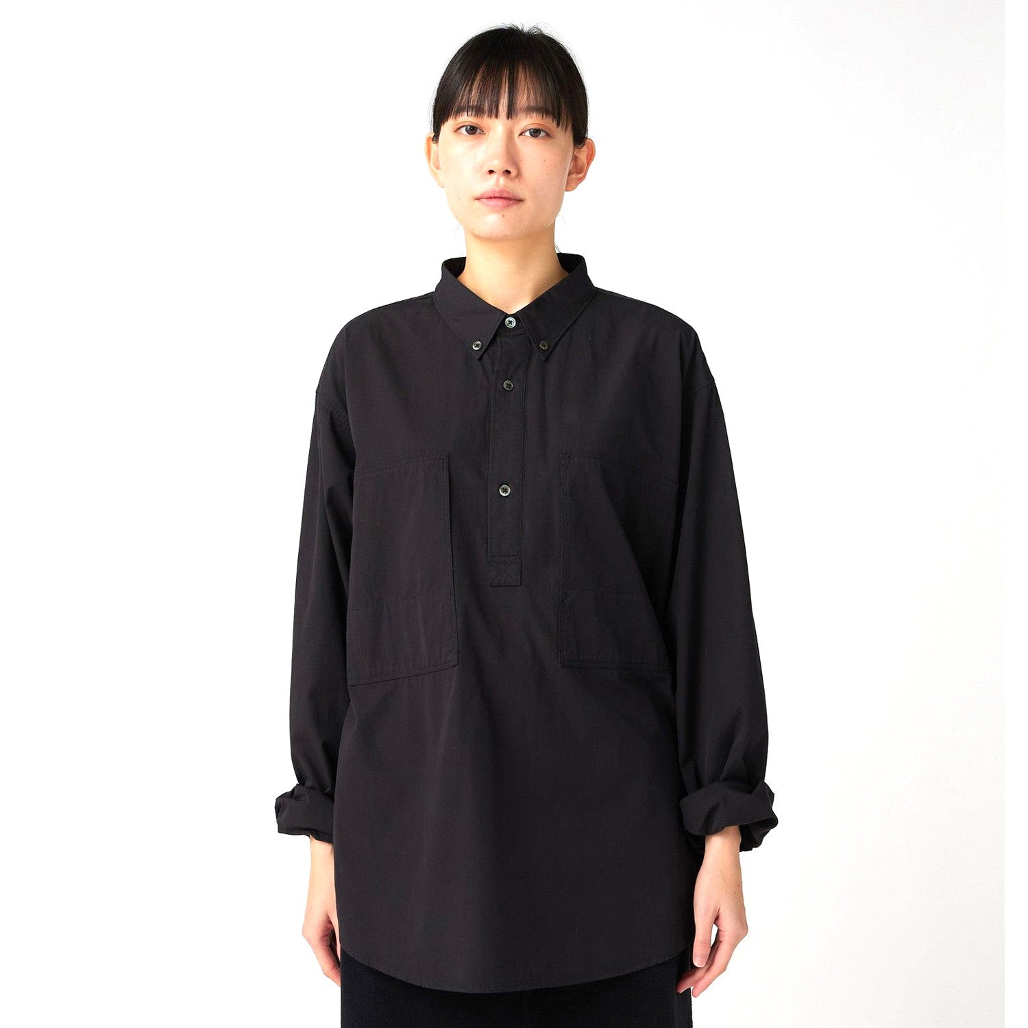 ORGANIC COTTON PULLOVER SHIRT BLACK