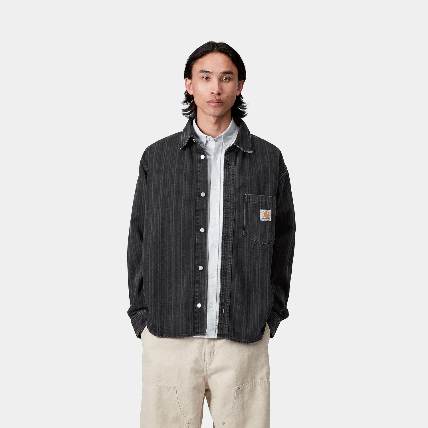 RYLAN SHIRT JAC RYLAN STRIPE BLACK STONE WASHED