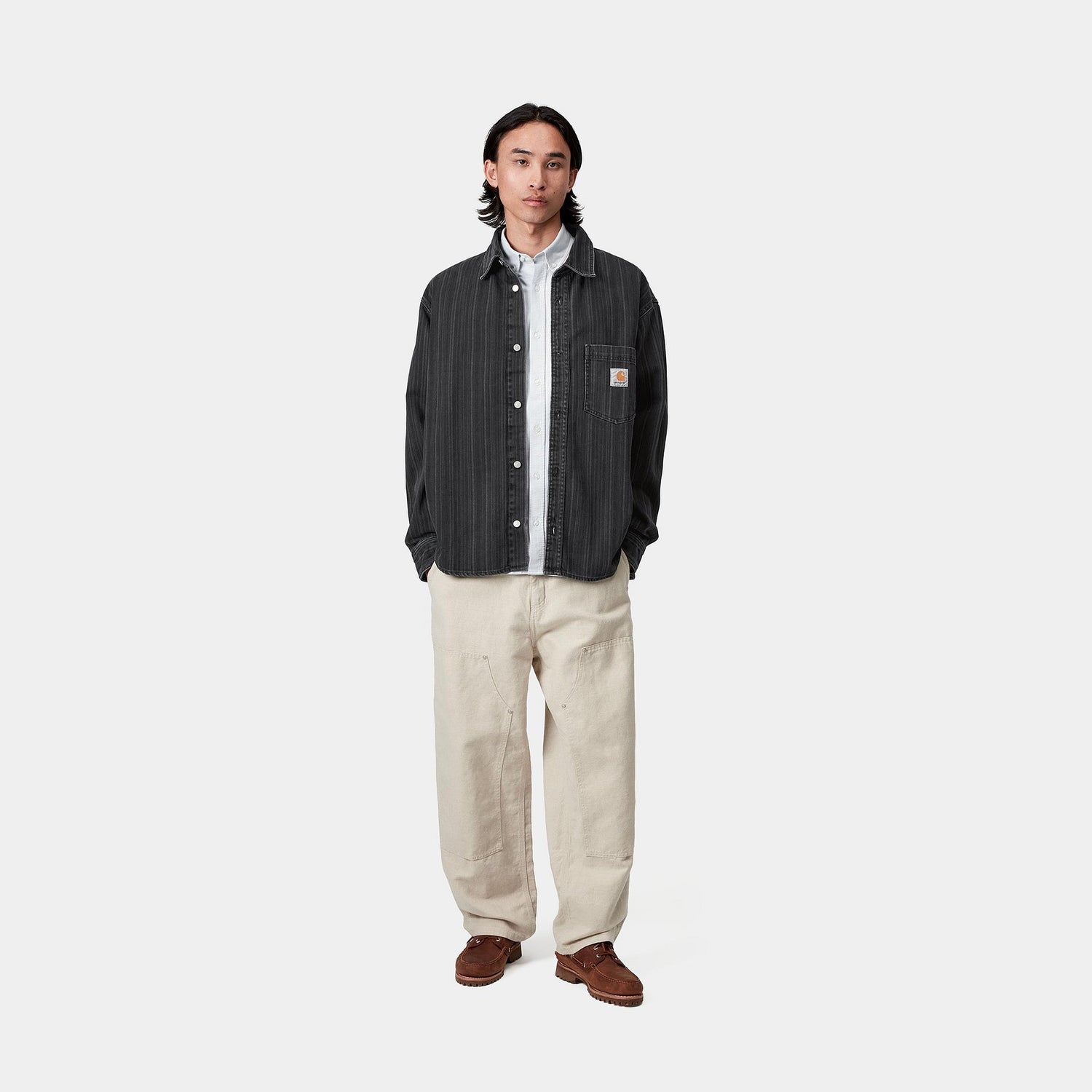 RYLAN SHIRT JAC RYLAN STRIPE BLACK STONE WASHED