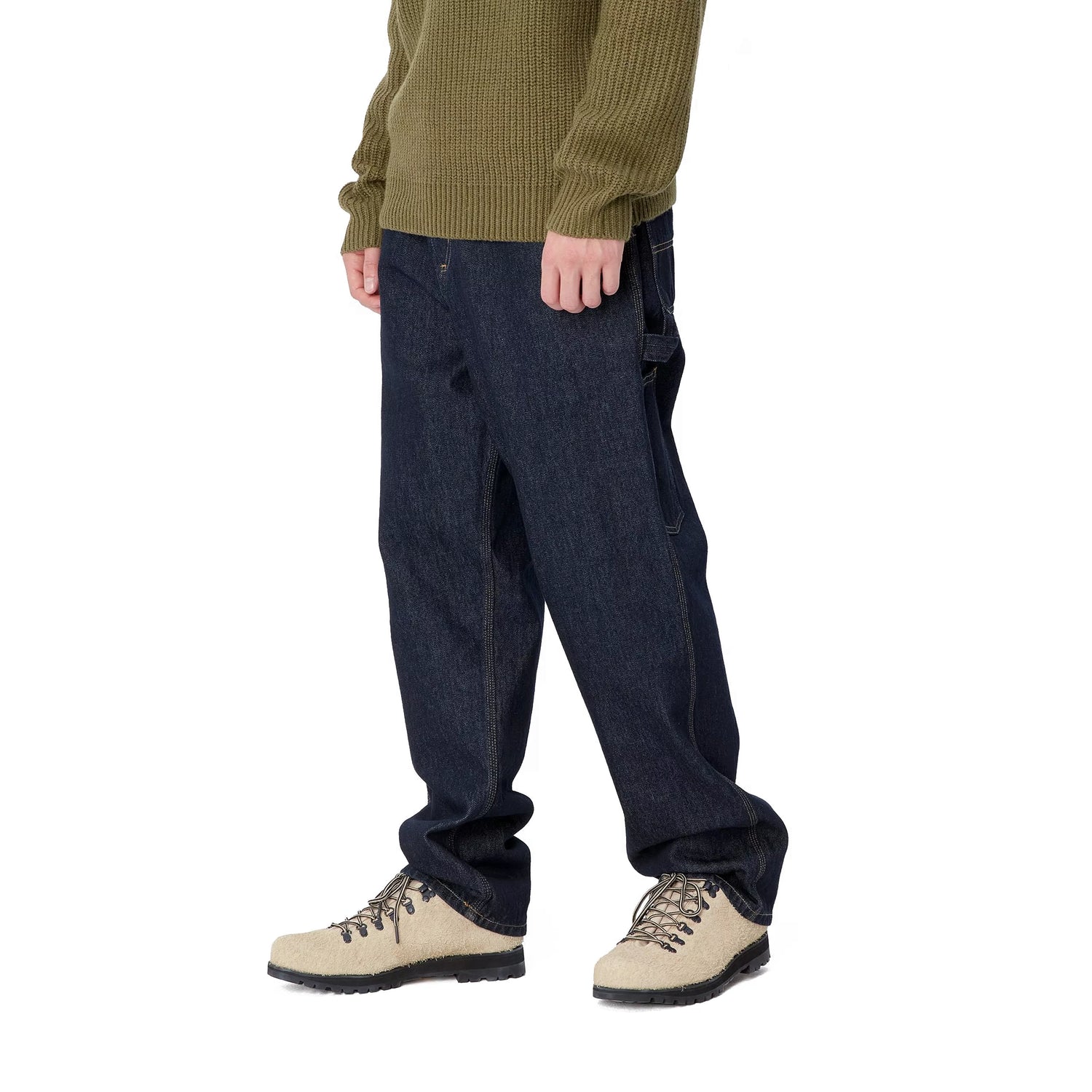 SINGLE KNEE PANT BLUE RINSED