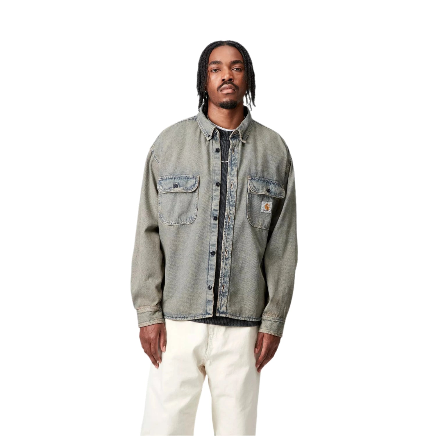 TIGAN SHIRT JAC BLUE / LEATHER GARMENT DYED