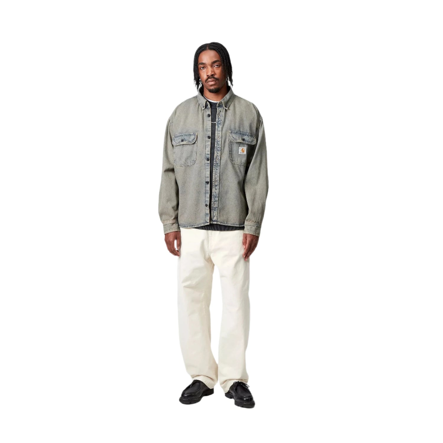 TIGAN SHIRT JAC BLUE / LEATHER GARMENT DYED